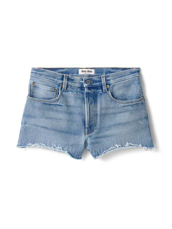 Washed Denim Shorts