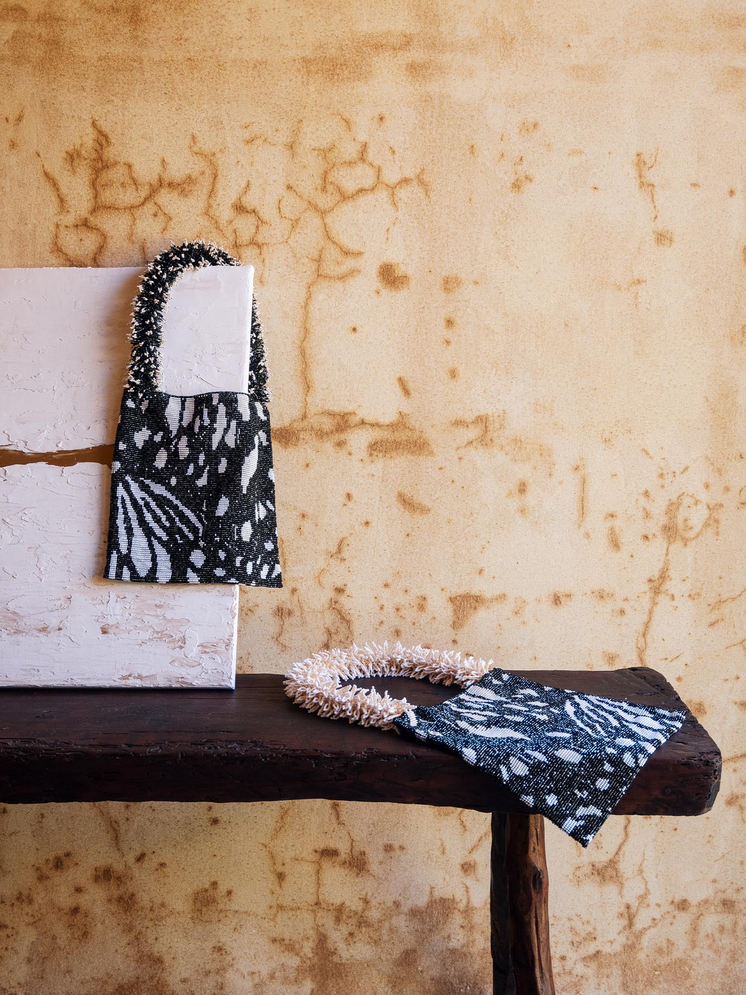 Black and Cream Butterfly Clash of Prints Bag