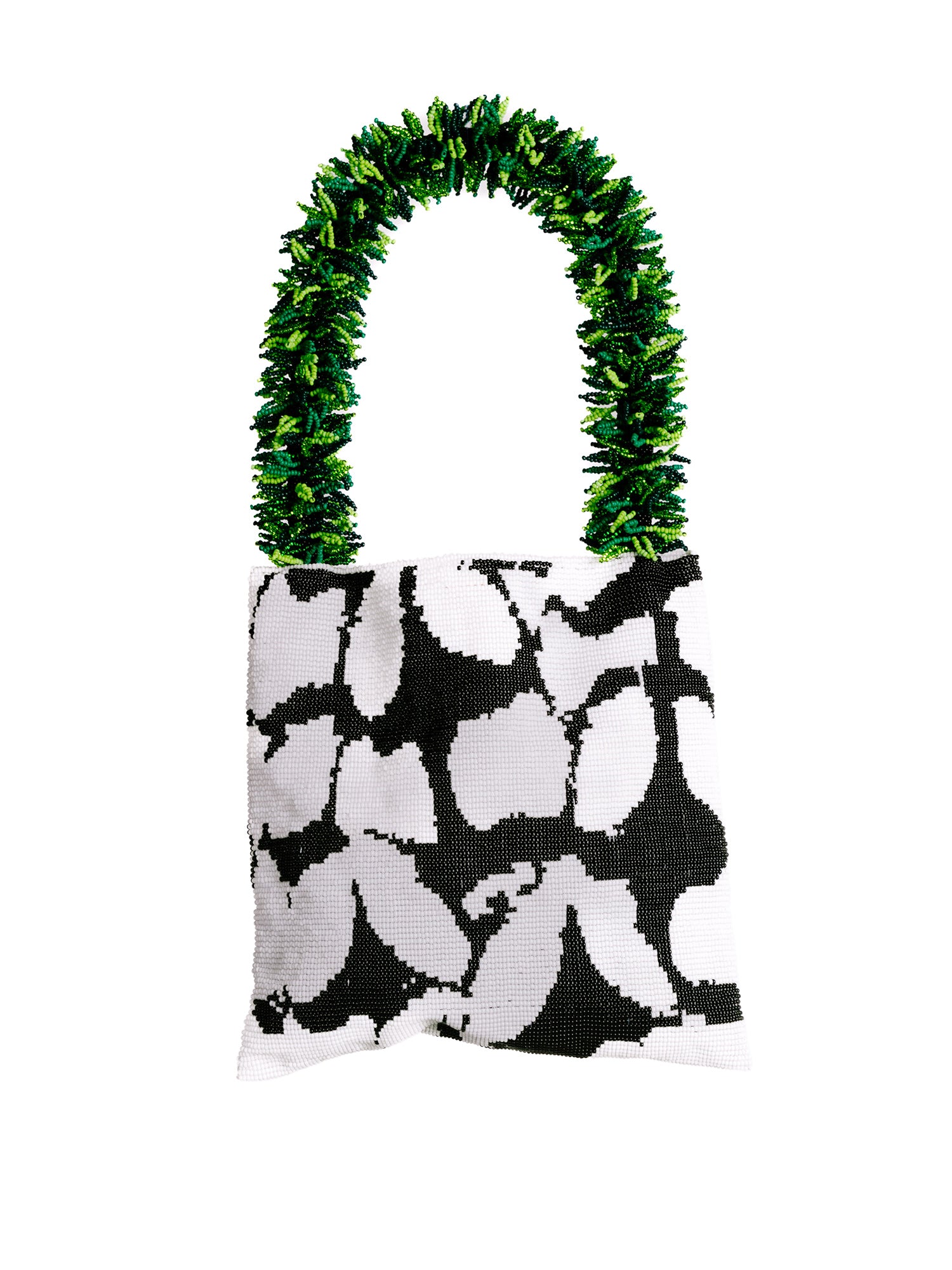 Black, White, and Green Butterfly Clash of Prints Bag