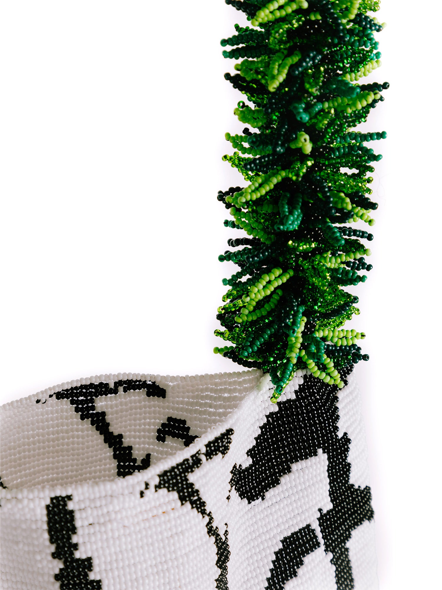Black, White, and Green Butterfly Clash of Prints Bag