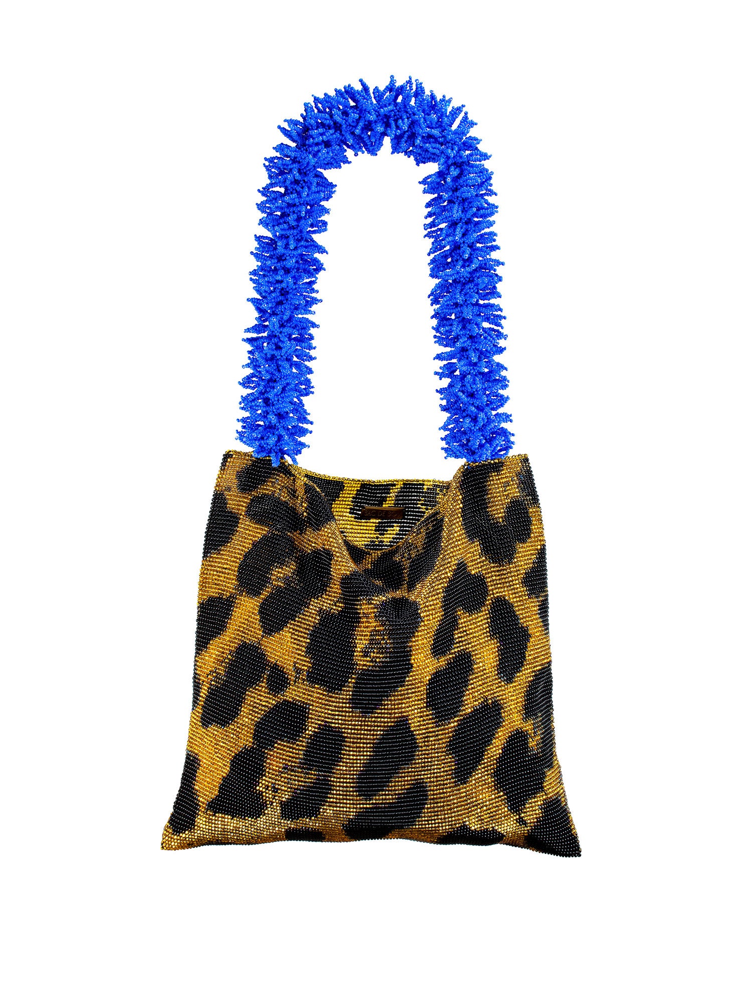 Gold, Black, and Blue Leopard Clash of Prints Bag