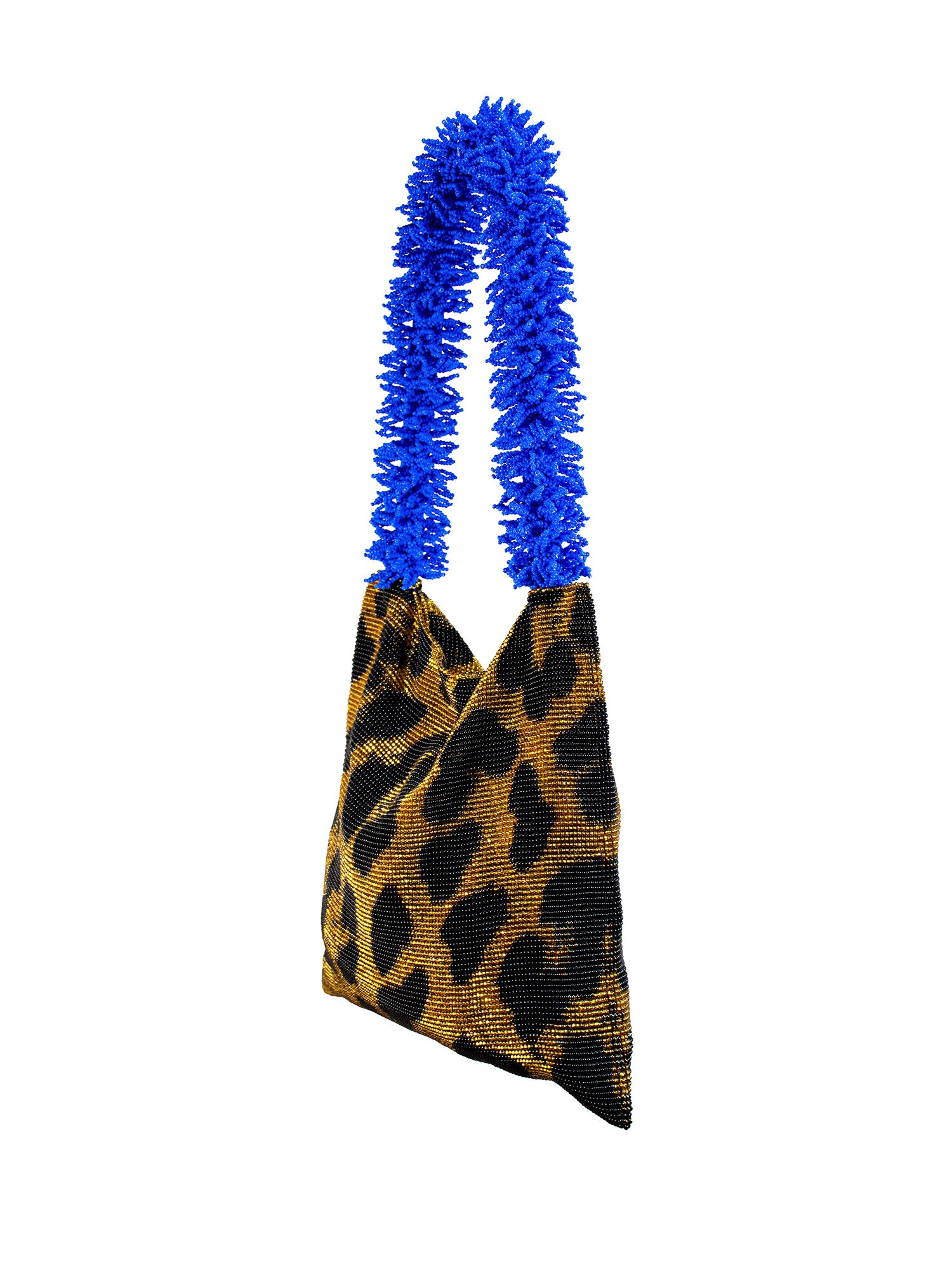 Gold, Black, and Blue Leopard Clash of Prints Bag