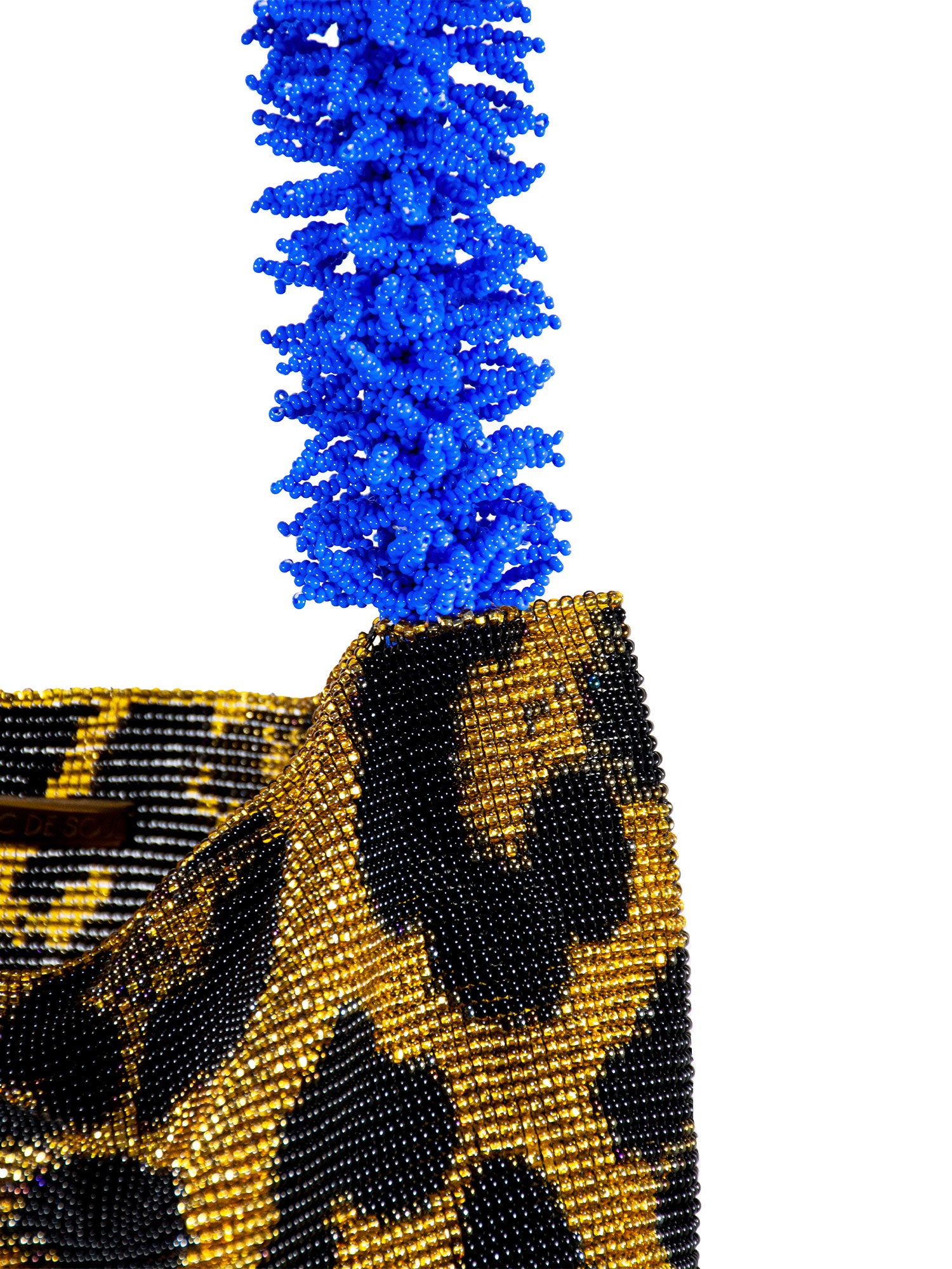 Gold, Black, and Blue Leopard Clash of Prints Bag