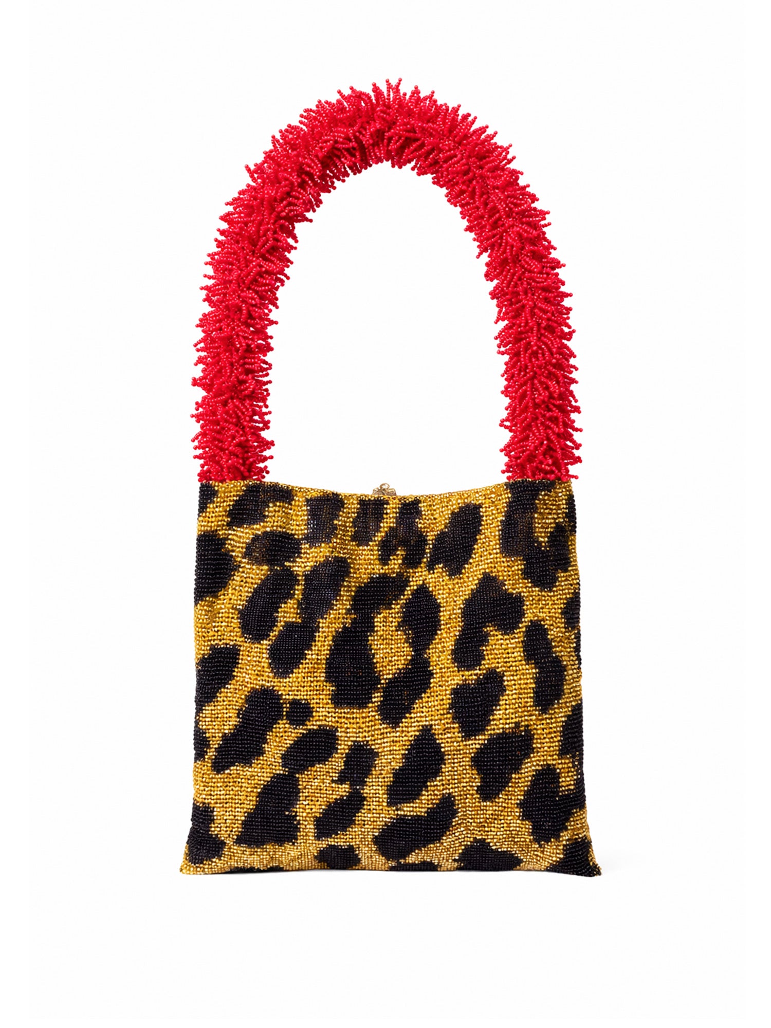Gold, Black, and Red Leopard Clash of Prints Bag