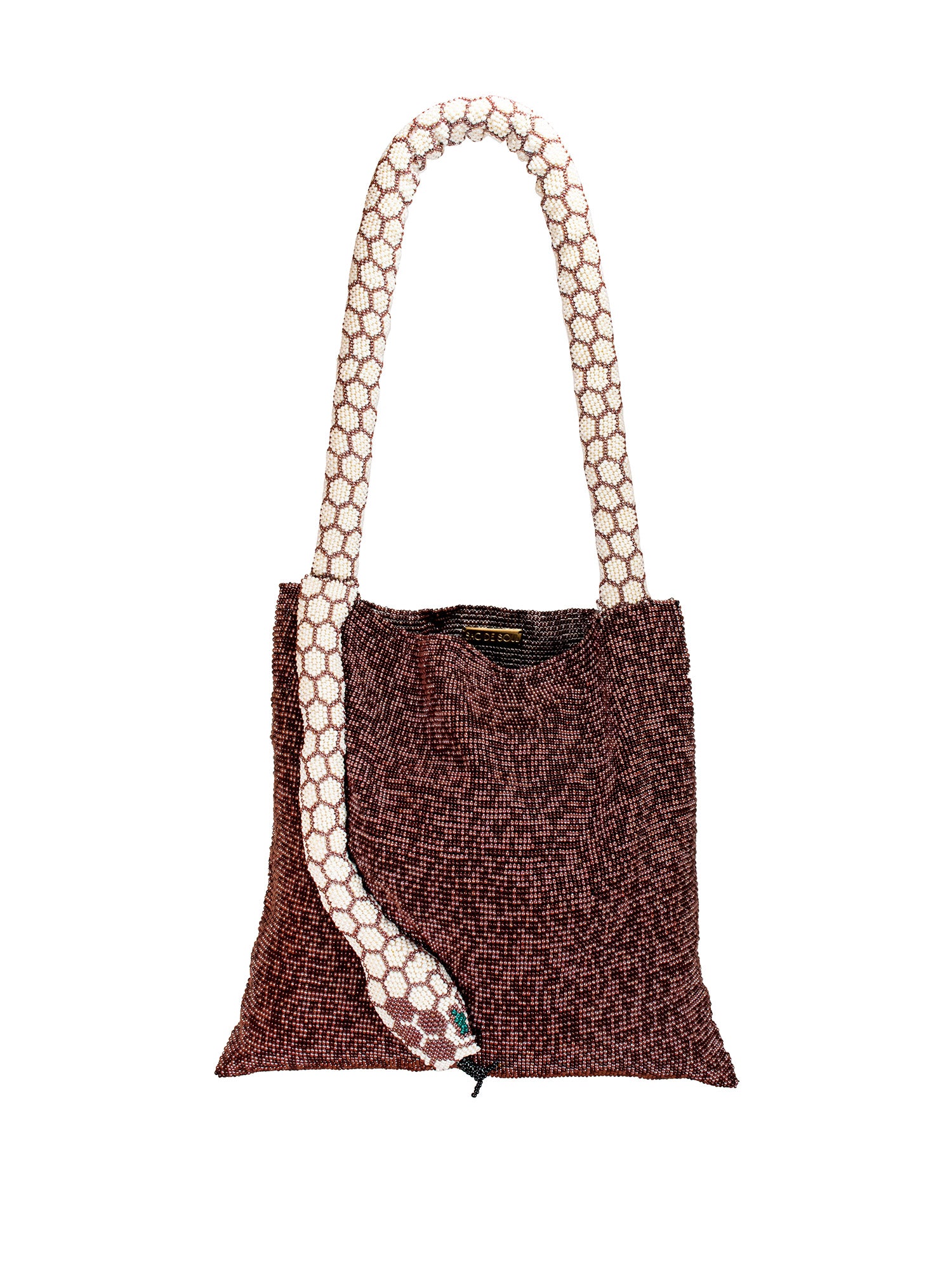 Burgundy and Cream Large Serpent Bag
