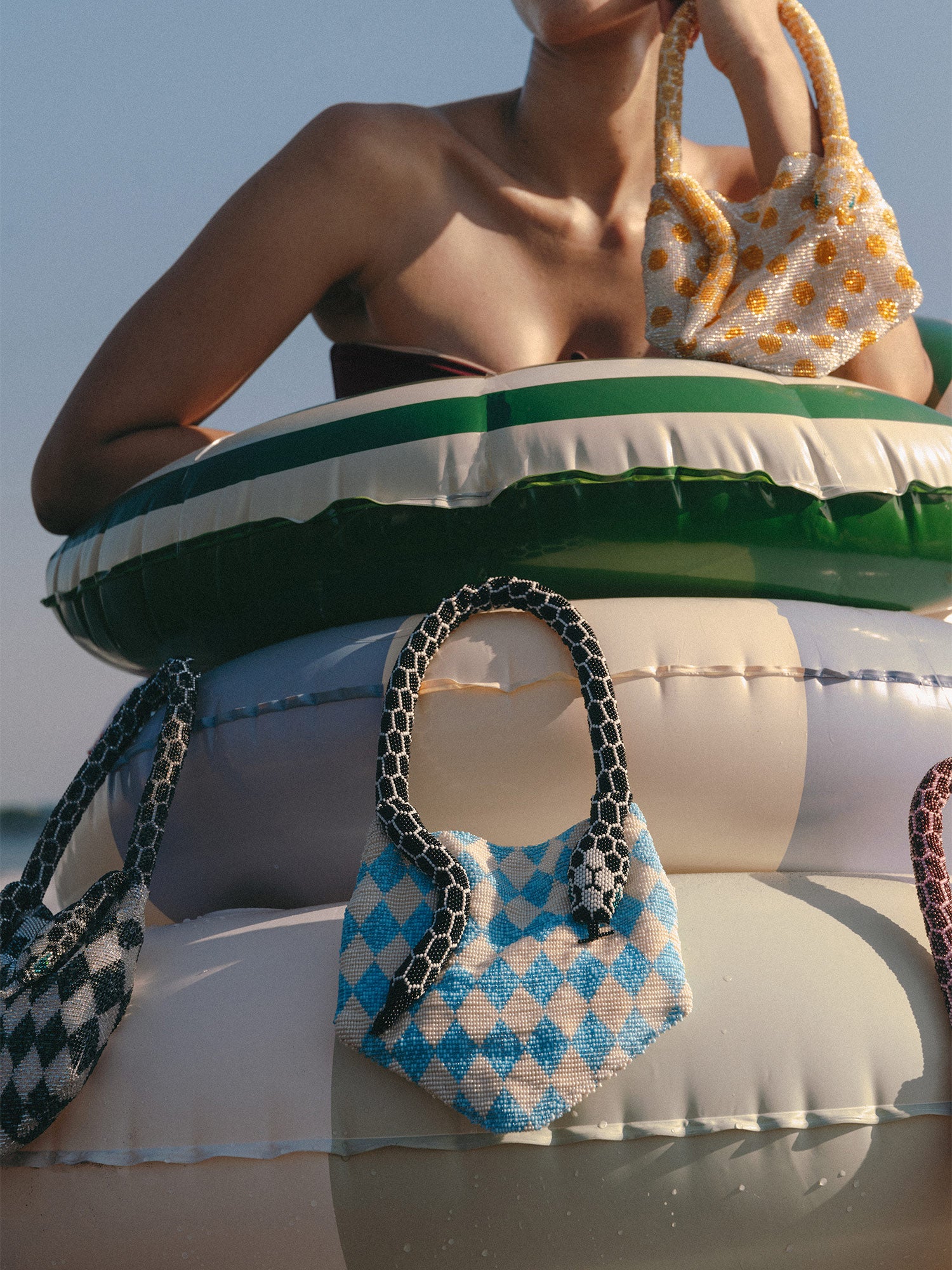 Blue and Cream Mini Serpent Bag