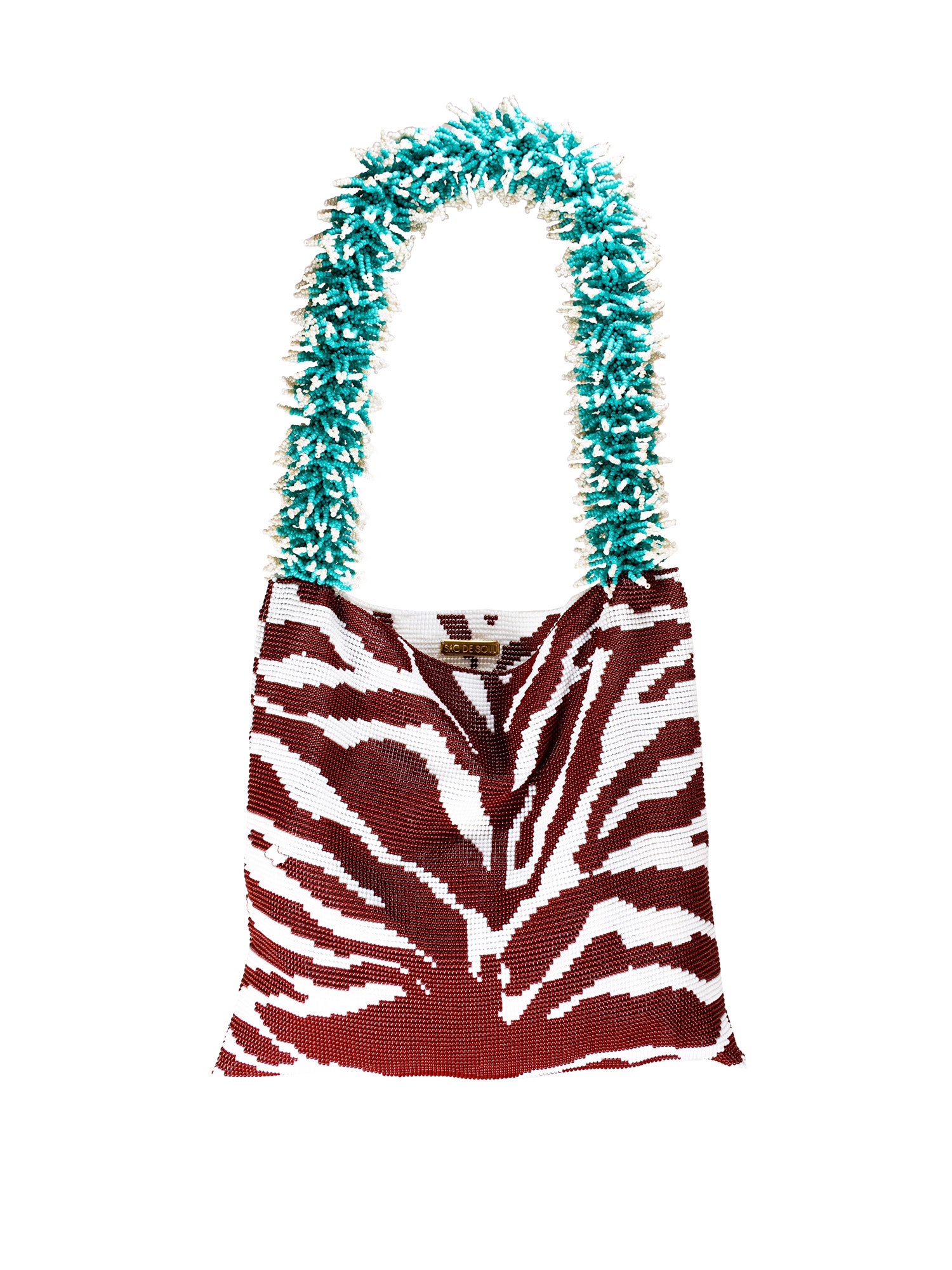 Brown and Turquoise Zebra Clash of Prints Bag