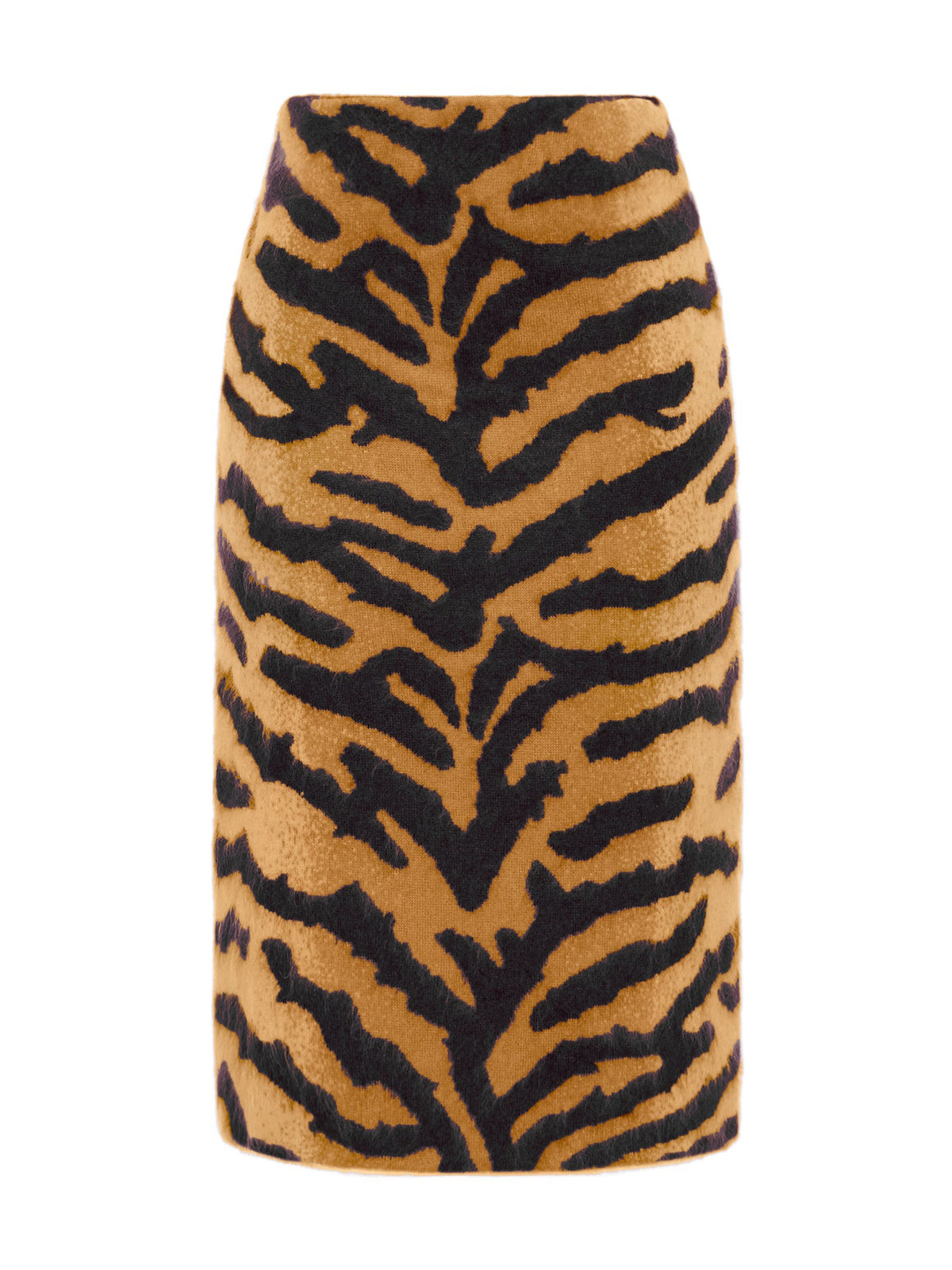Amari Tiger-Print Cashmere Midi Skirt