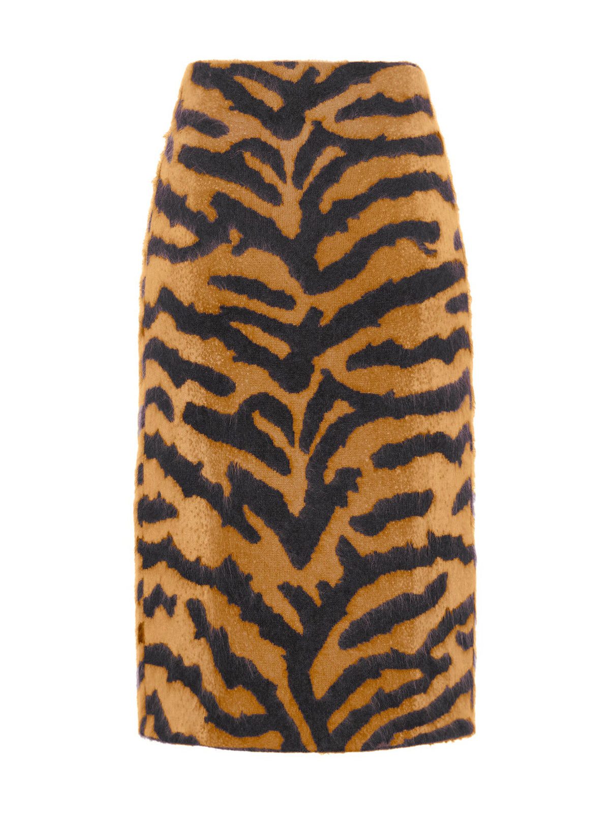 Amari Tiger-Print Cashmere Midi Skirt