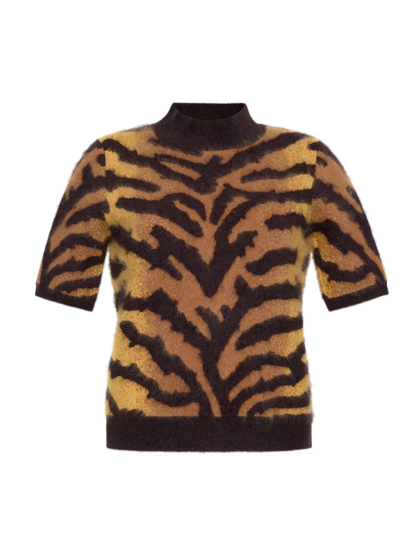 Ari Tiger-Print Cashmere Top