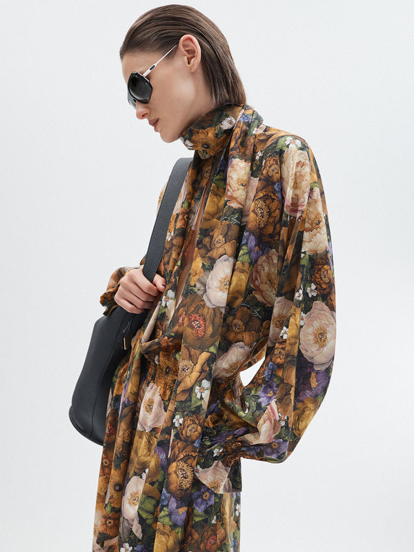 Seraphina Floral Silk Midi Dress