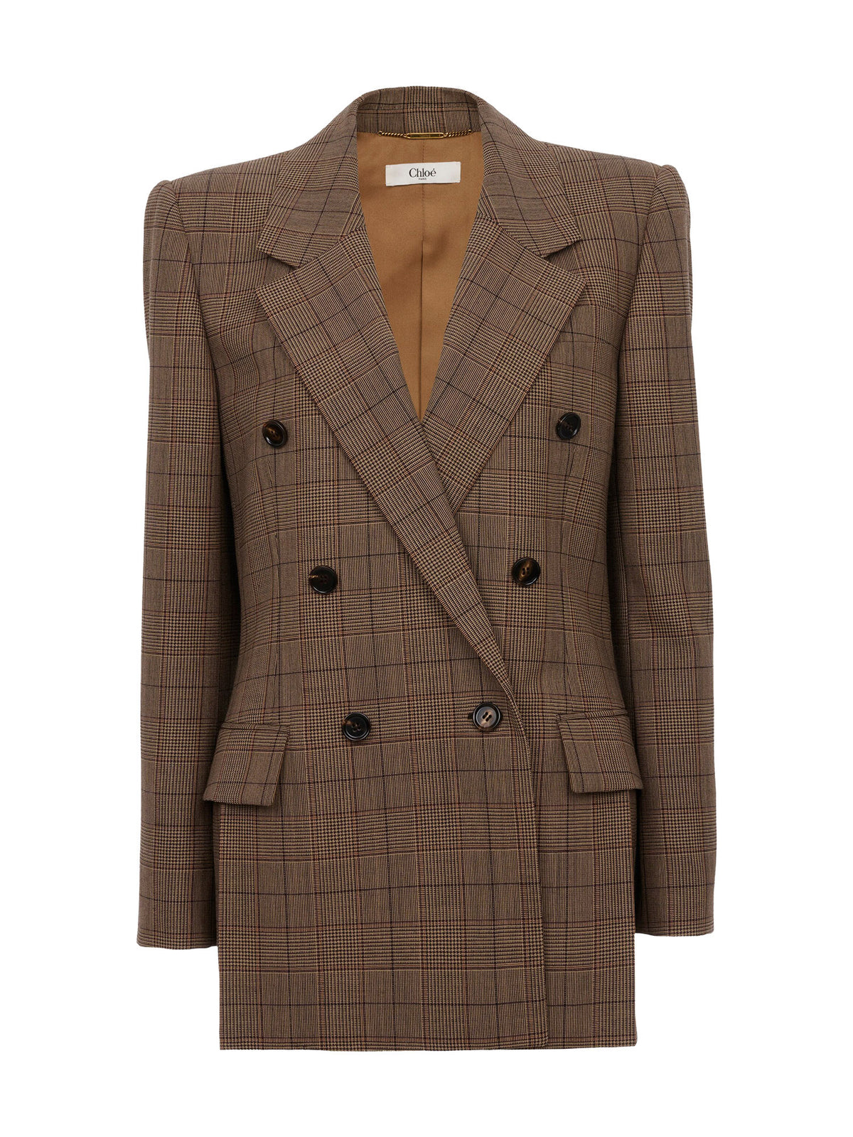 Check Wool Double-Breasted Tailored Jacket