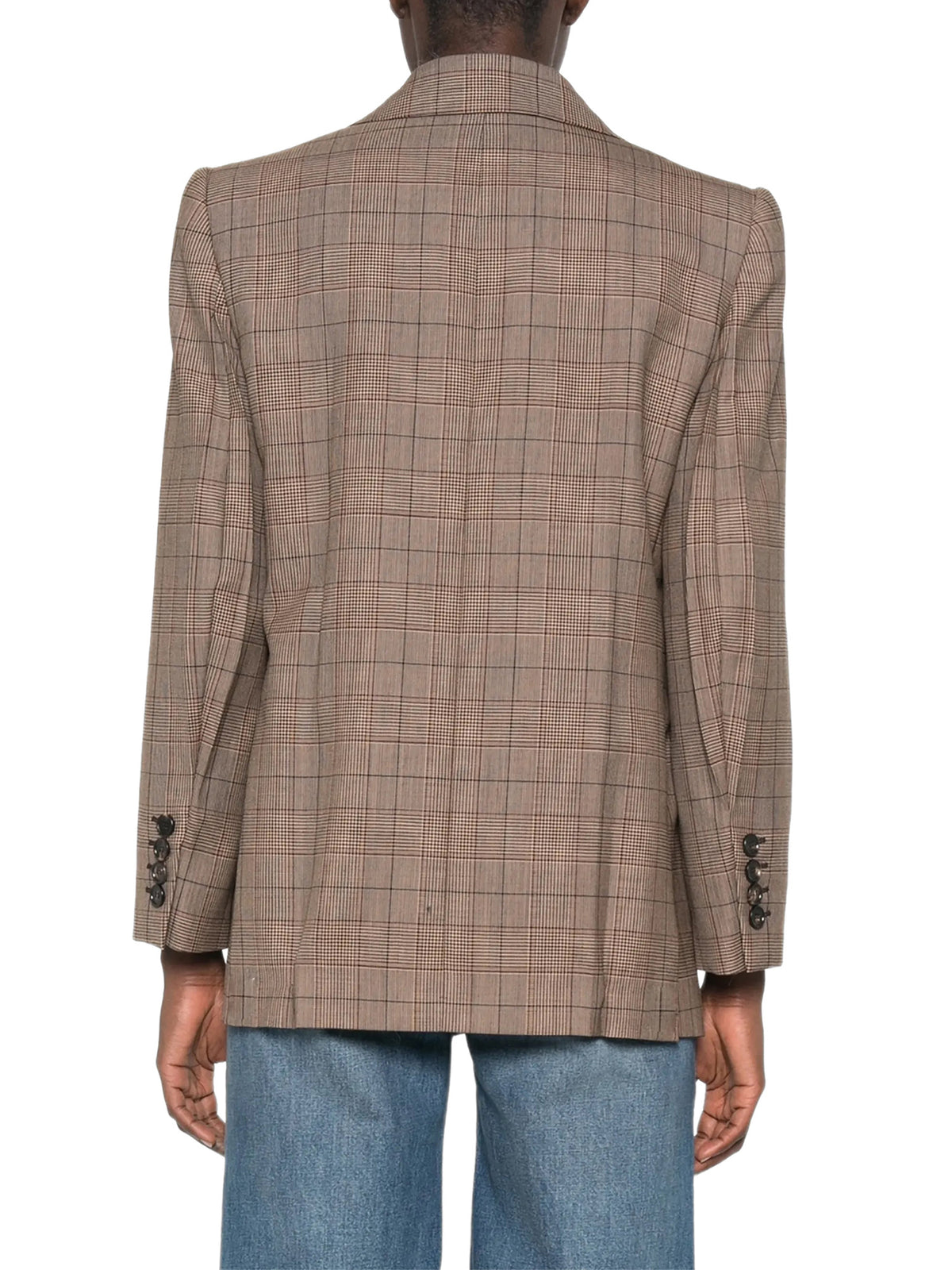 Check Wool Double-Breasted Tailored Jacket