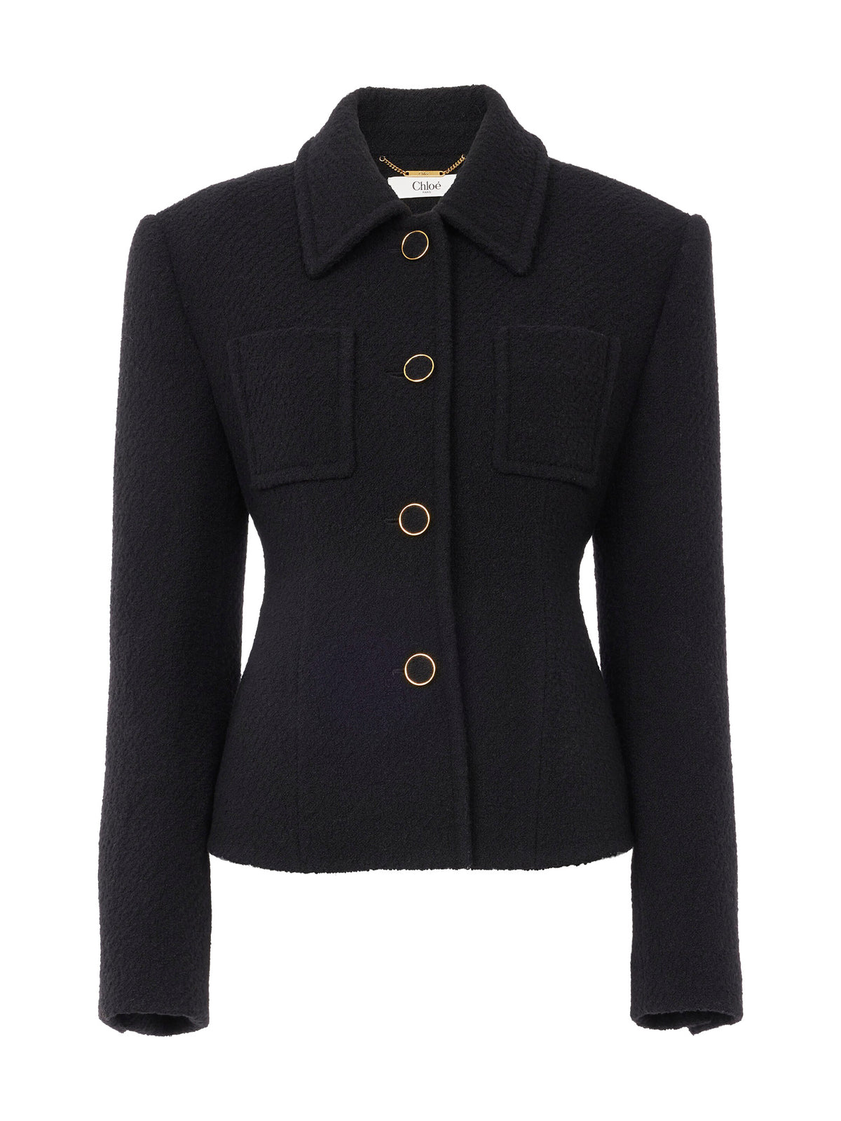 Wool Bouclette Fitted Tailored Jacket