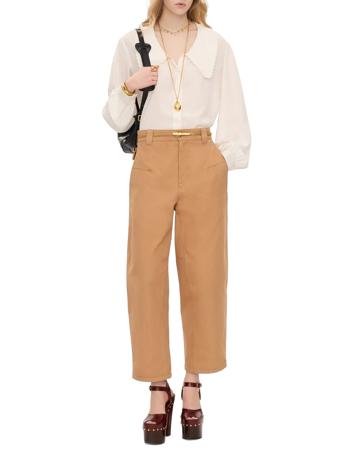Cotton Canvas Barrel Pants