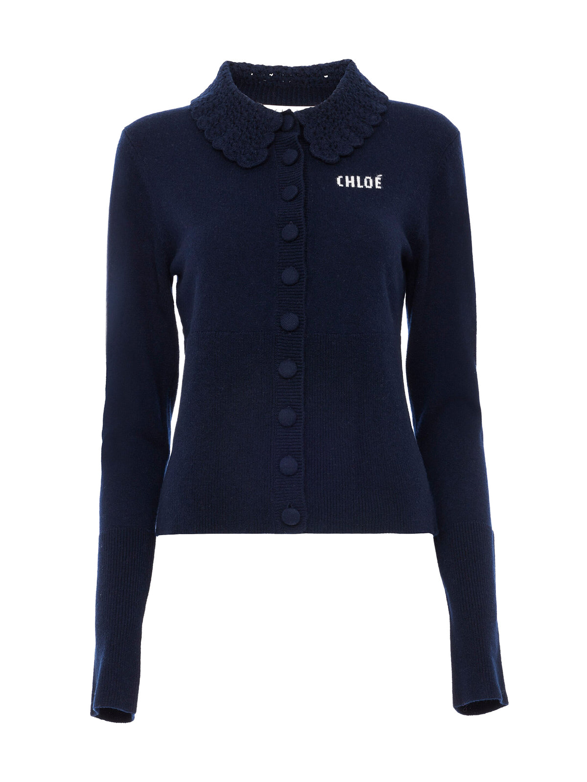 Wool Fitted Logo Cardigan