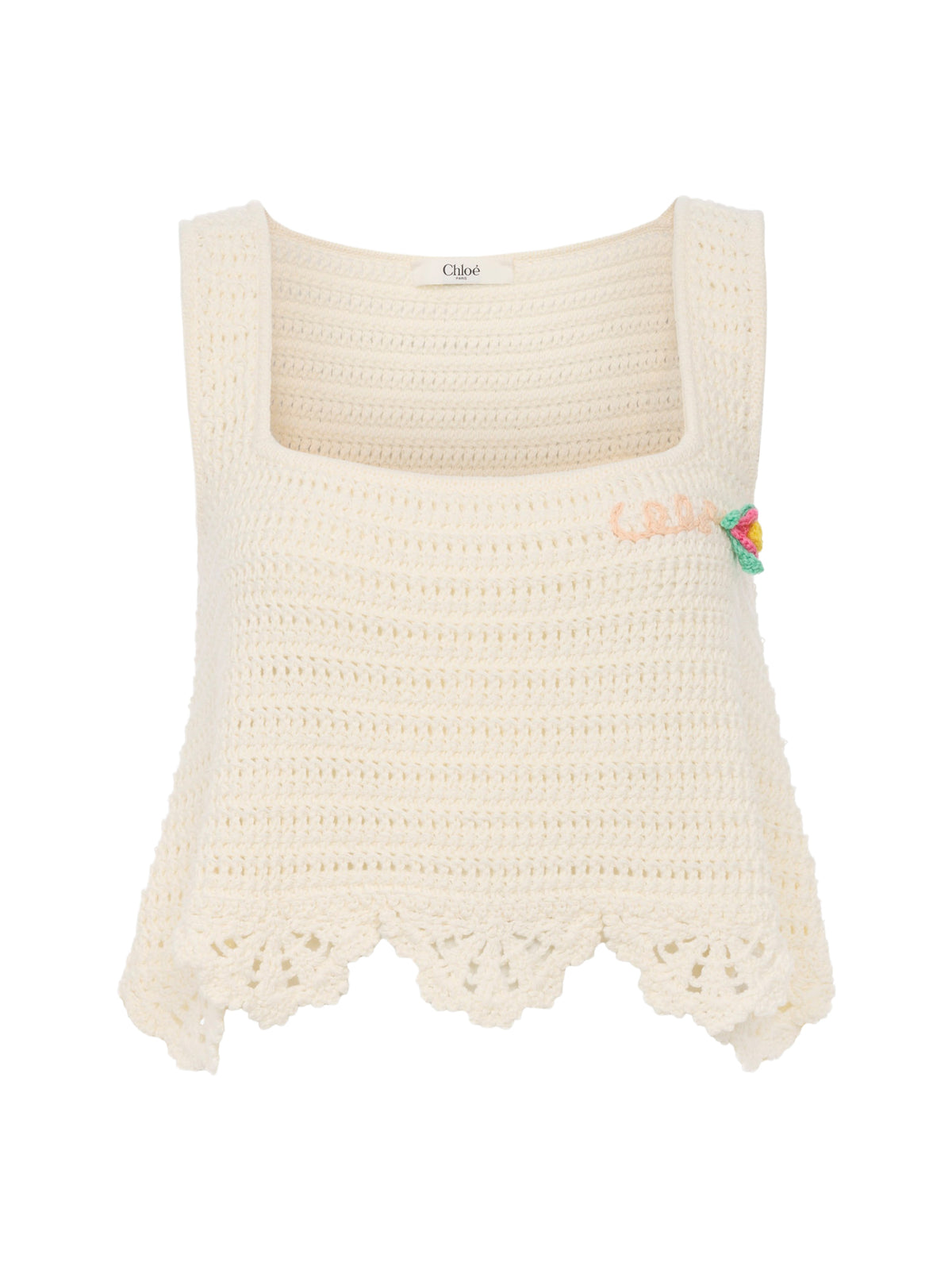 Crochet Knit Sleeveless Logo Crop Top