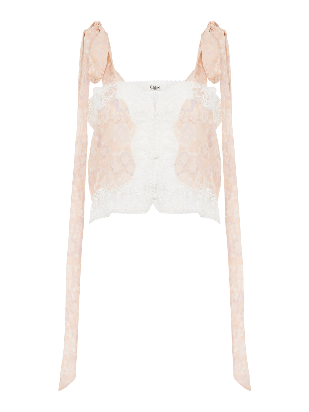 Knotted-Strap Silk Charmeuse and Lace Crop Top