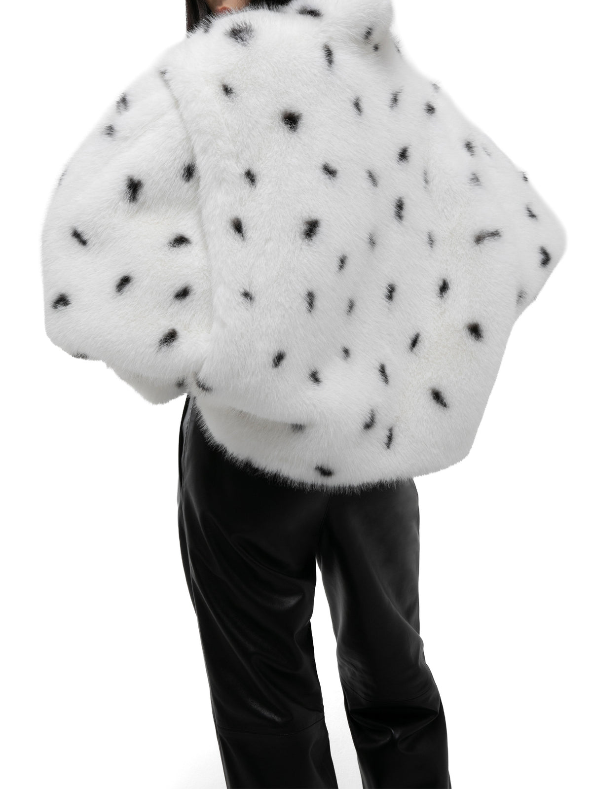 Katja Dalmatian-Print Faux Fur Jacket