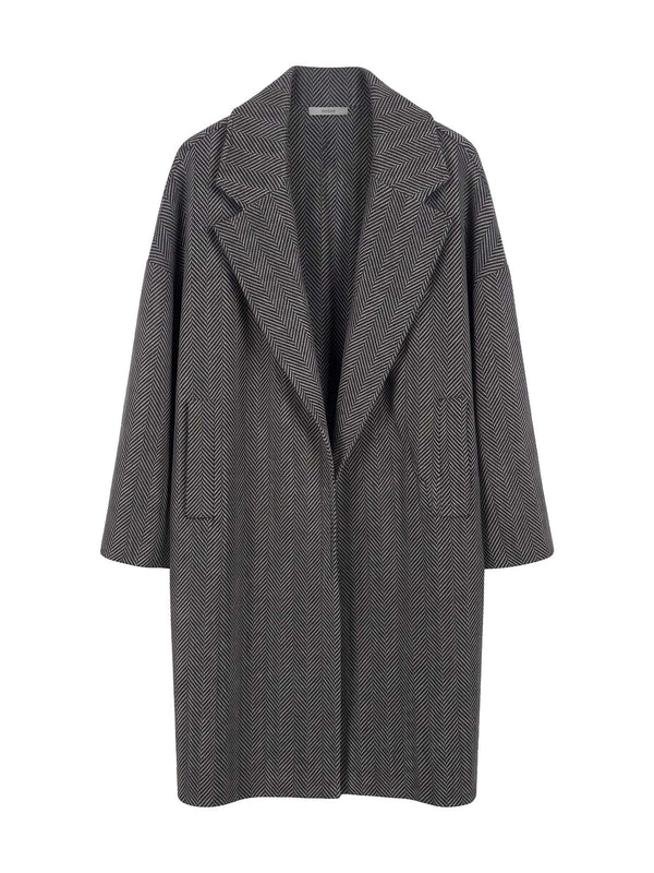 Oversized Herringbone Cashmere Coat