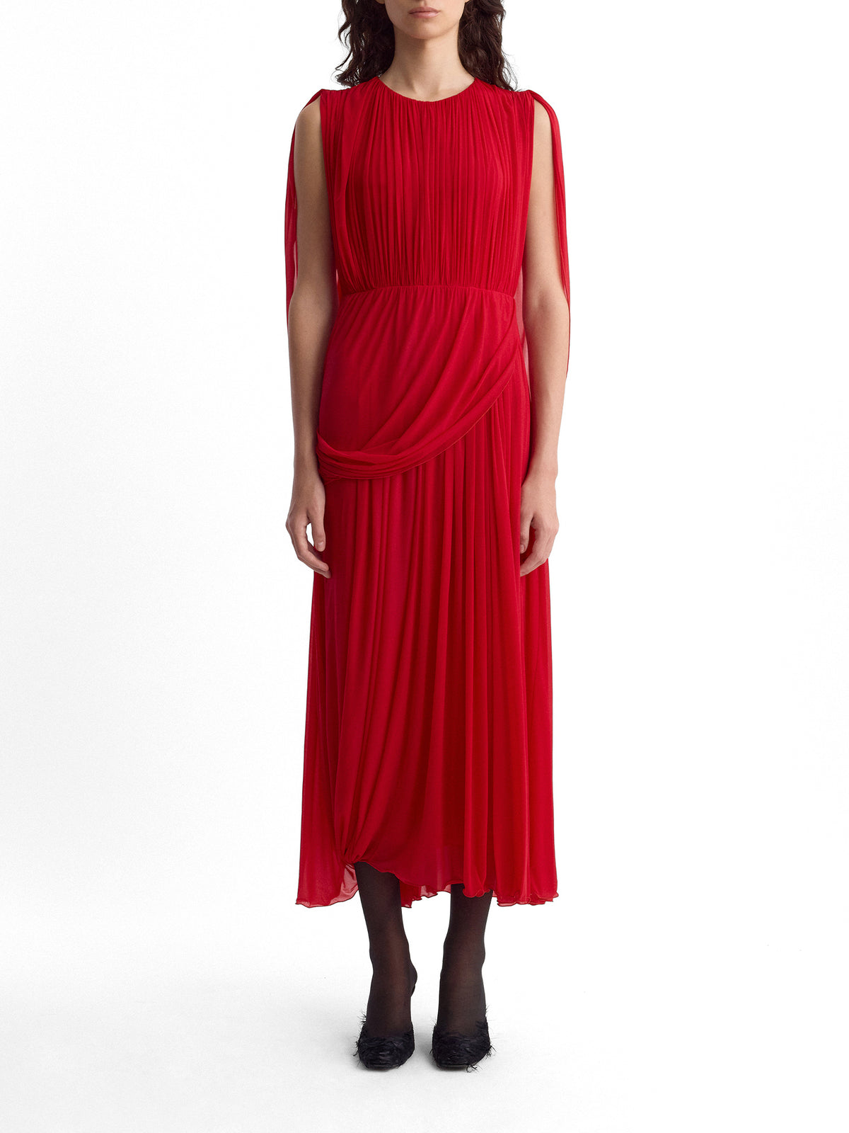 Kahlo Asymmetric Draped Jersey Midi Dress