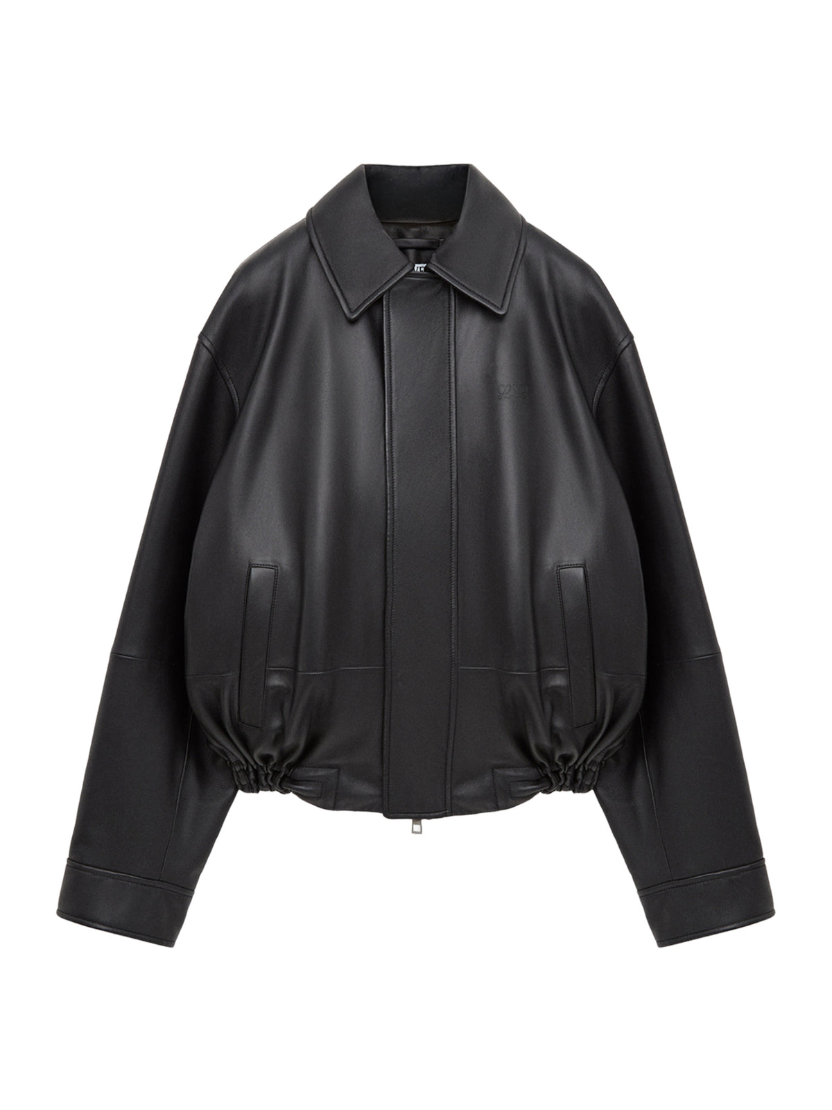 Drawstring Leather Jacket