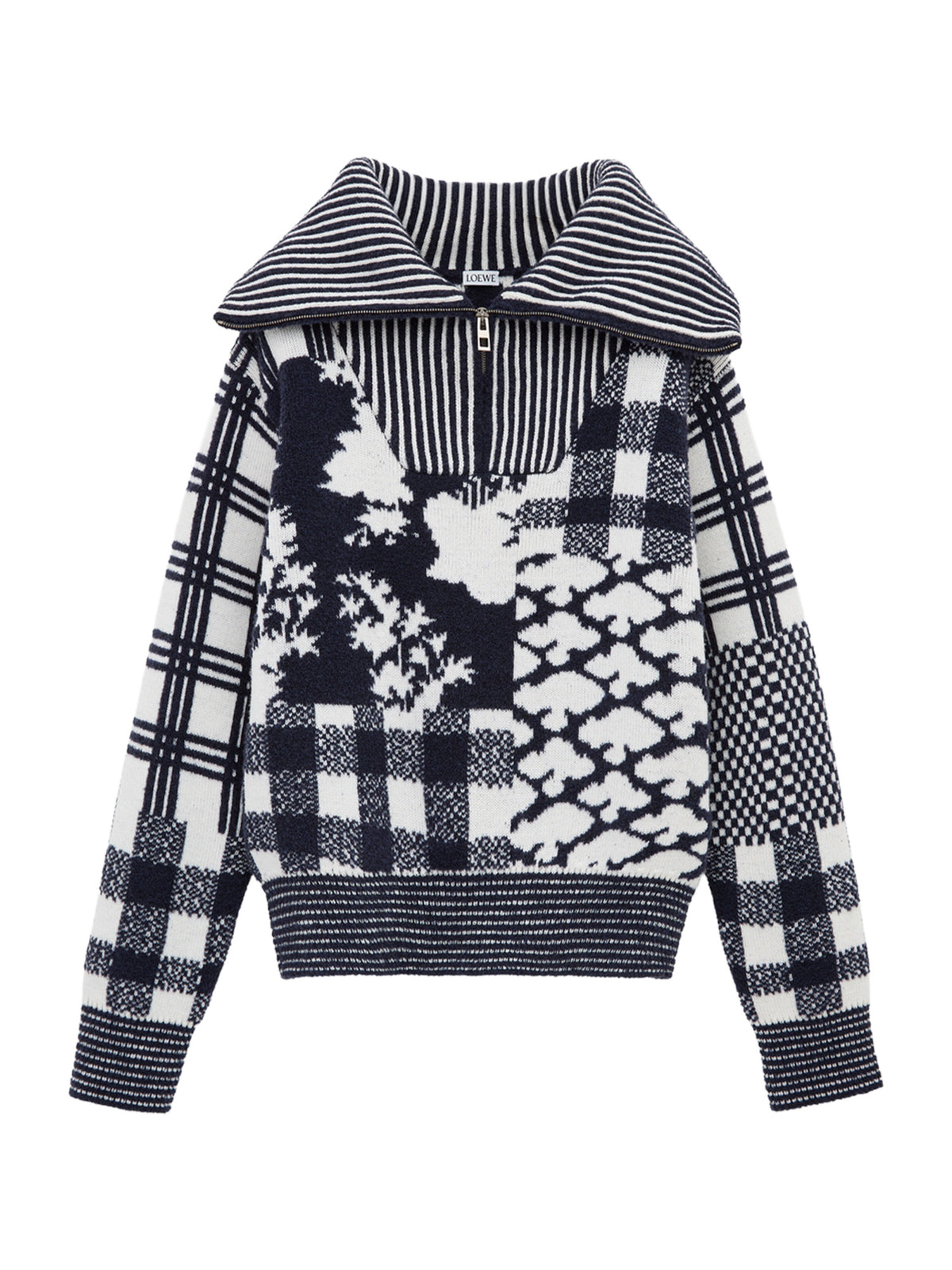 Printed Wool Zip-Up Sweater