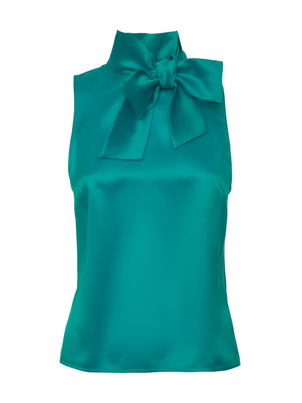 Diaspro Satin Tie-Neck Top