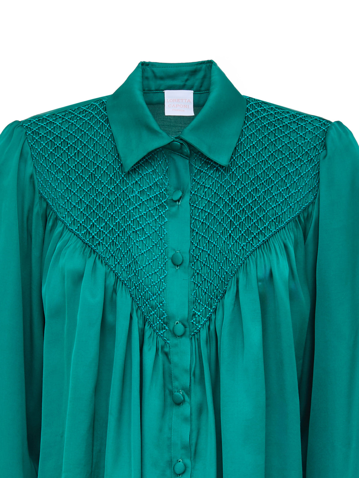 Milvia Smocked Satin Blouse