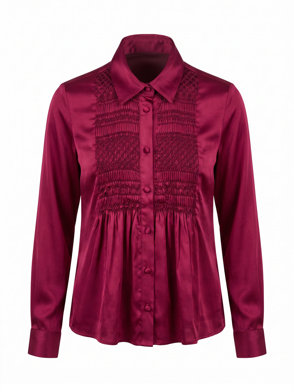 Tyra Smocked Satin Shirt