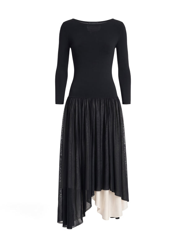 Boatneck Colorblock Midi Dress