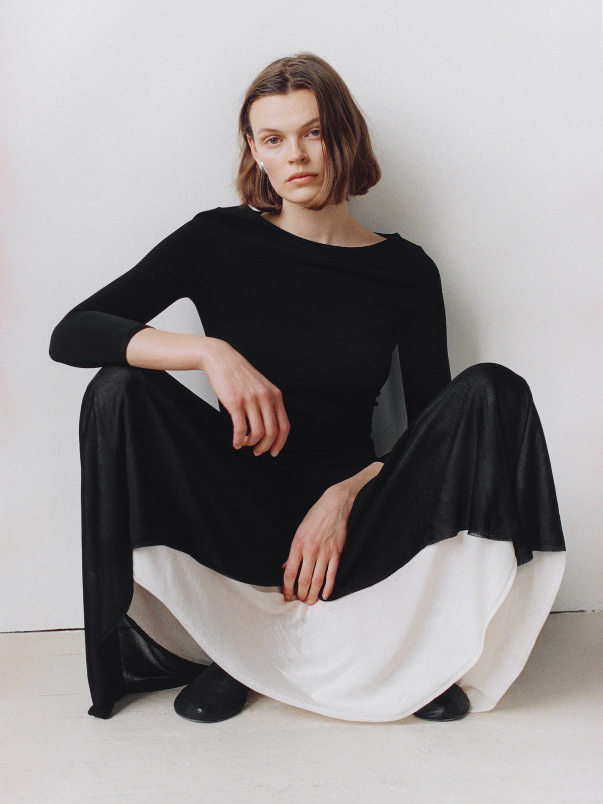 Boatneck Colorblock Midi Dress