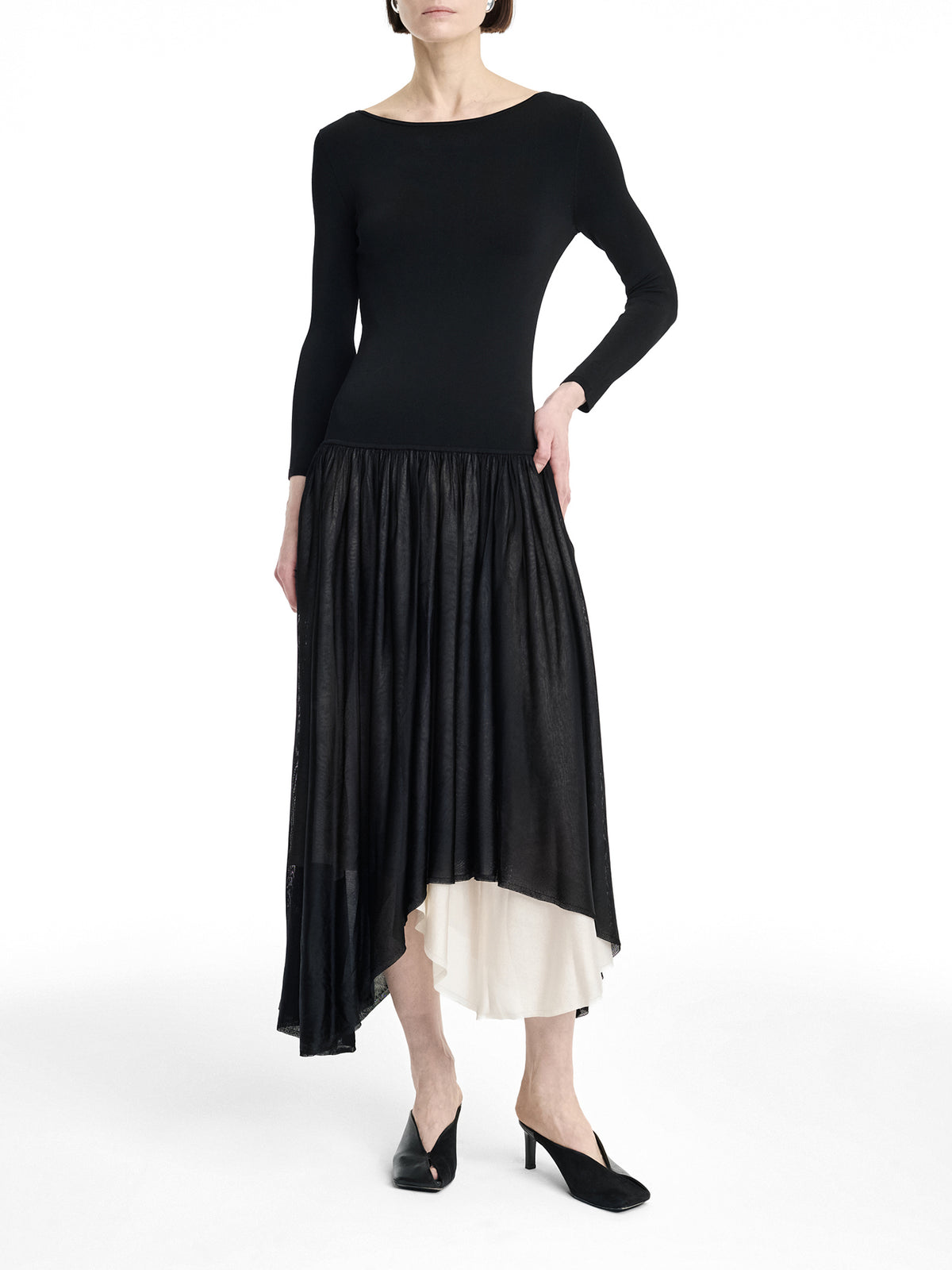 Boatneck Colorblock Midi Dress