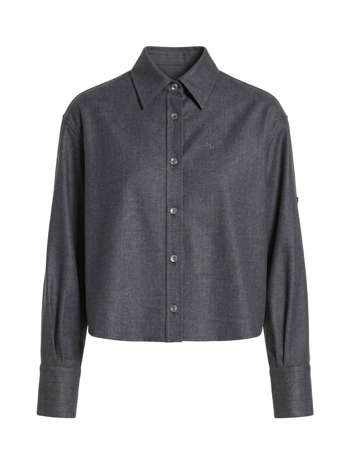 Button Sleeve Cropped Wool Shirt