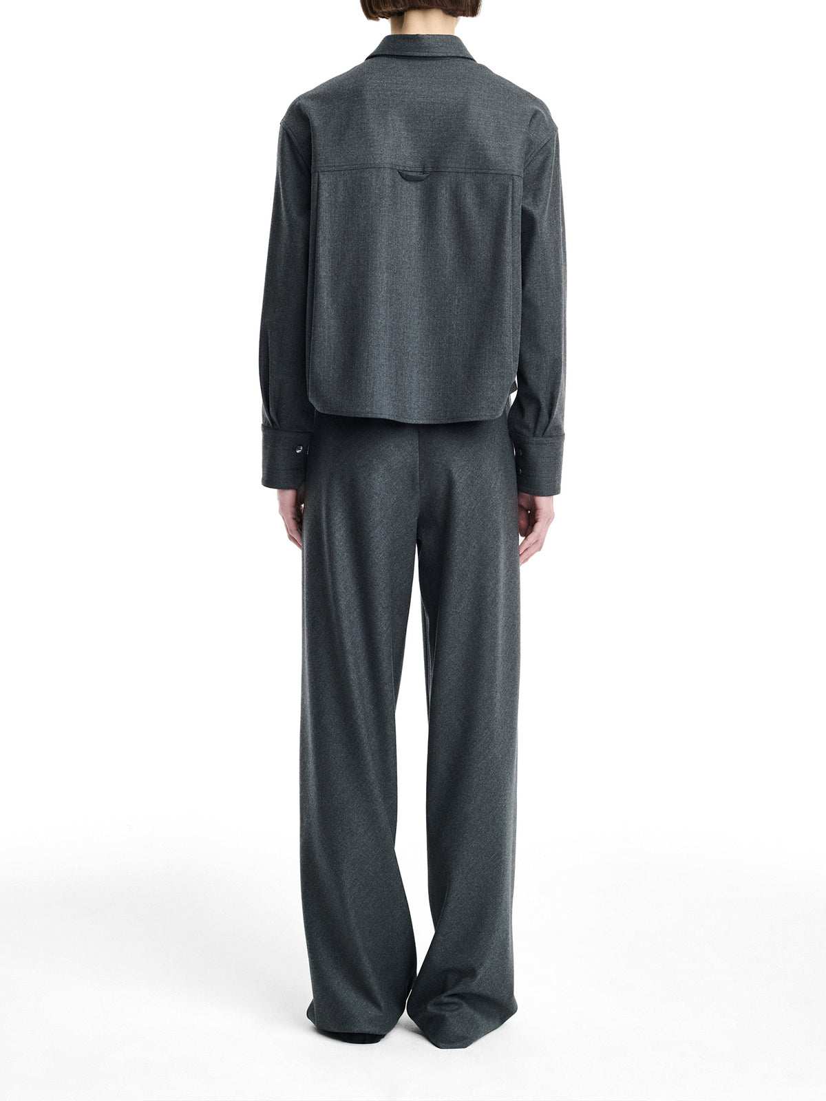 Button Sleeve Cropped Wool Shirt