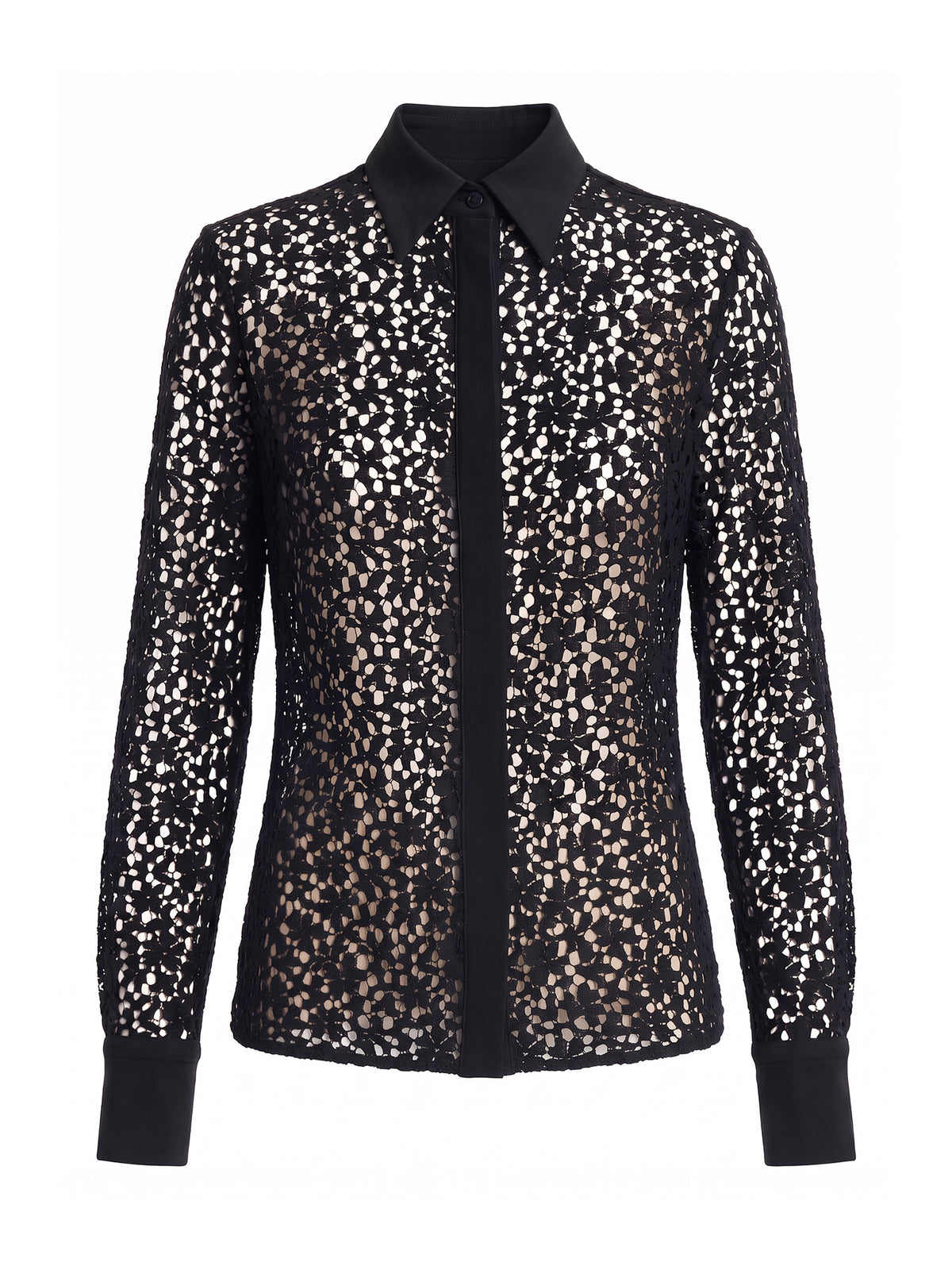Covered Placket Slim Lace Shirt