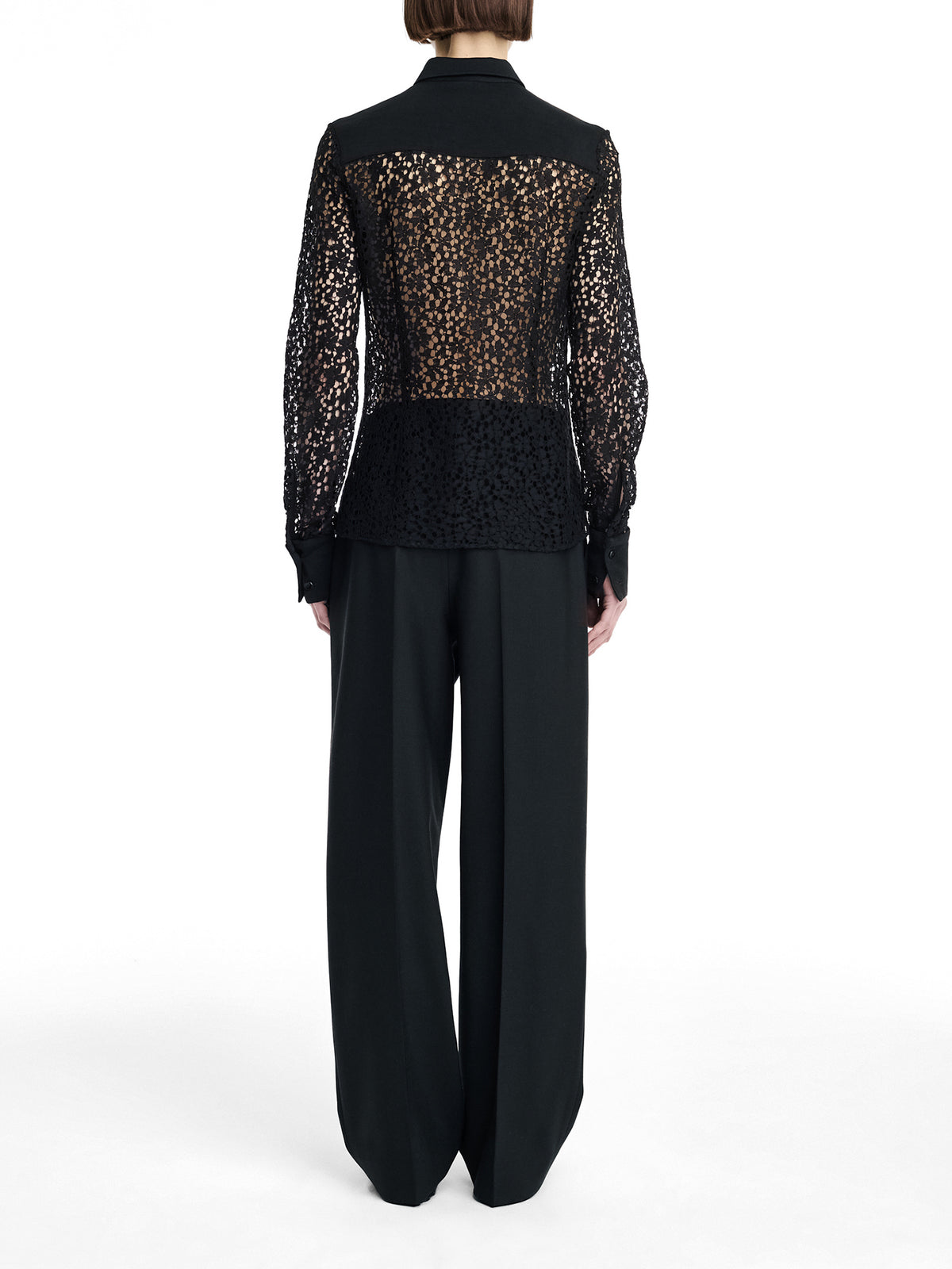 Covered Placket Slim Lace Shirt