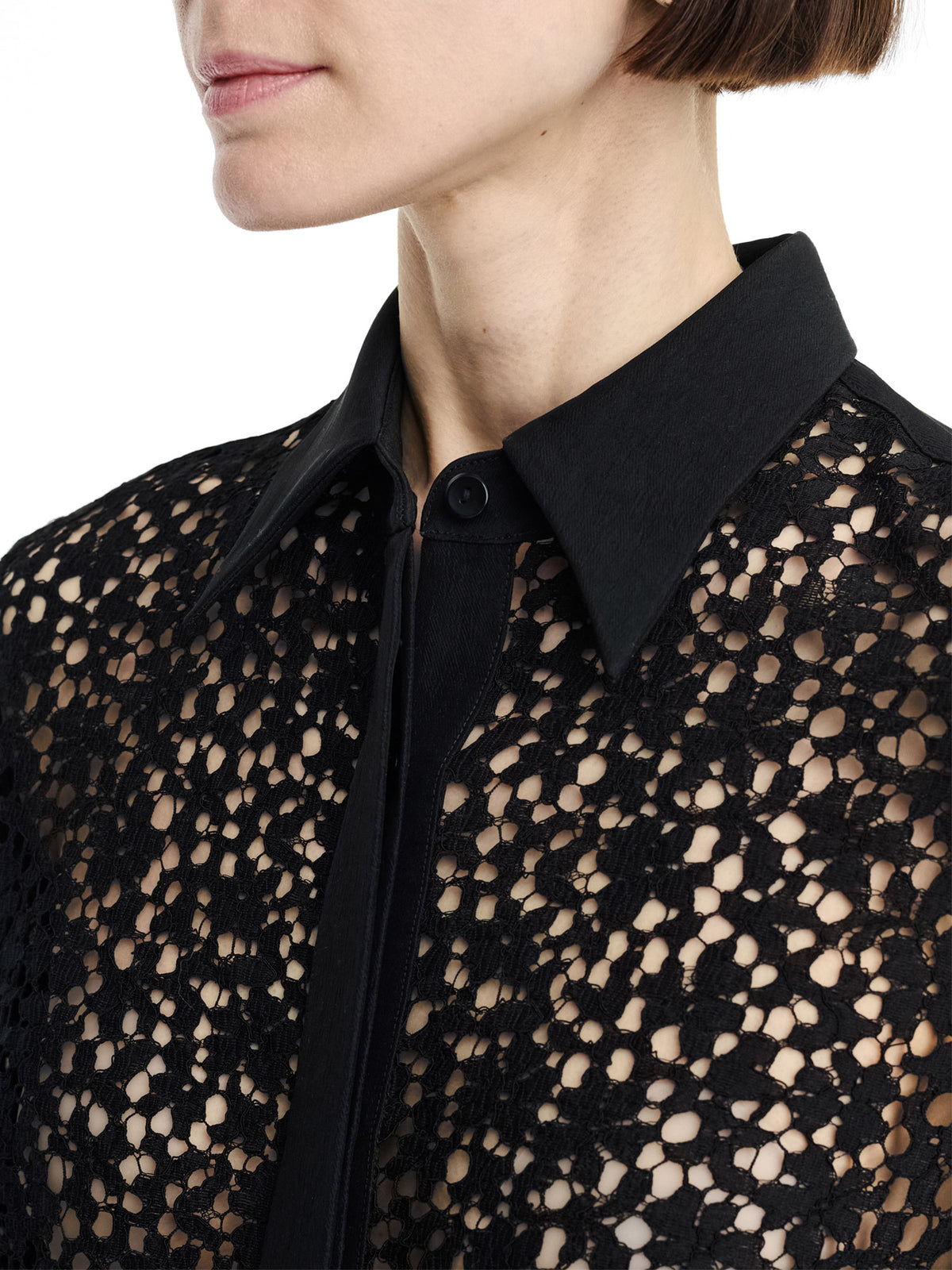 Covered Placket Slim Lace Shirt