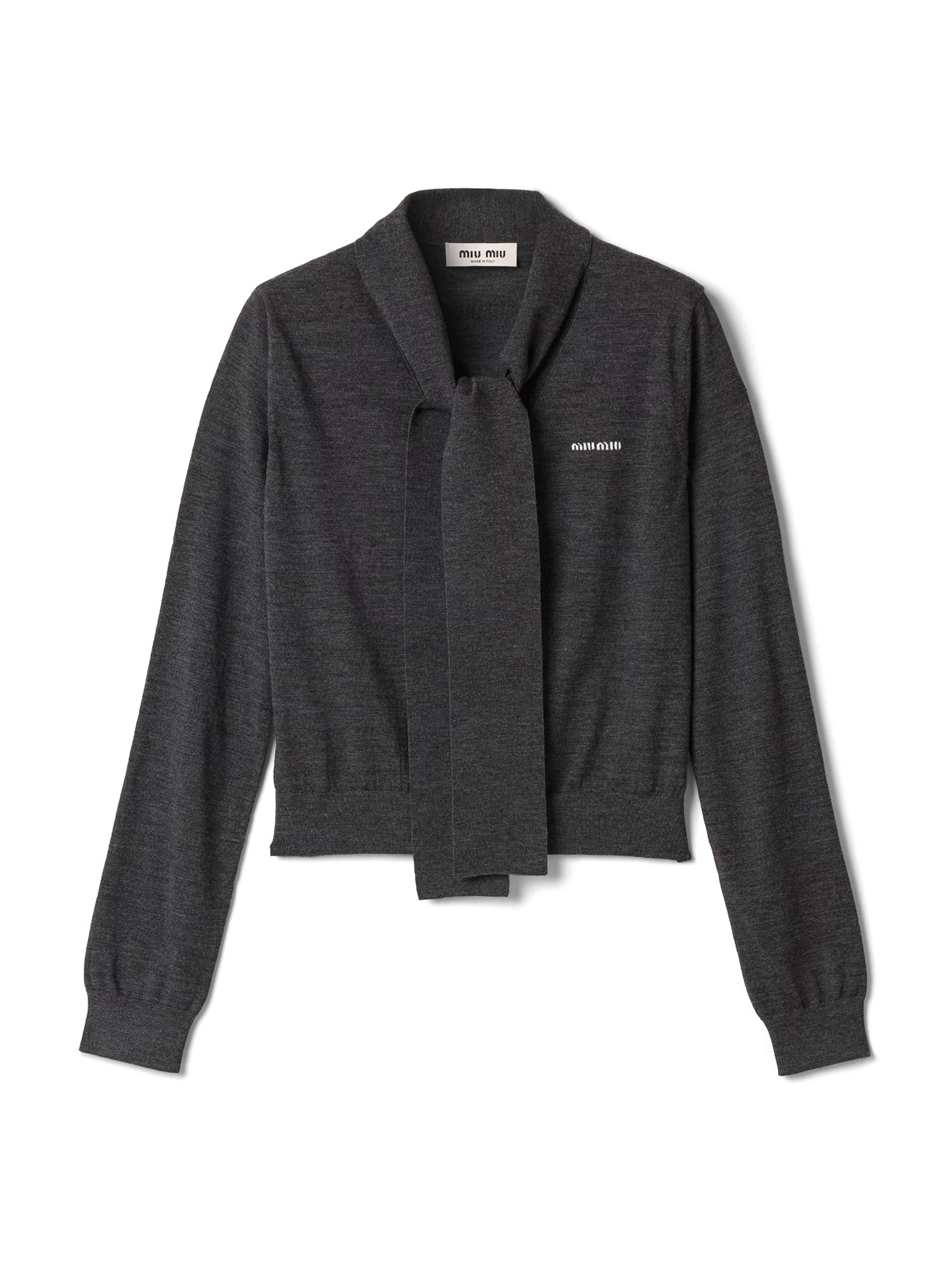 Wool Cardigan with Neck Scarf