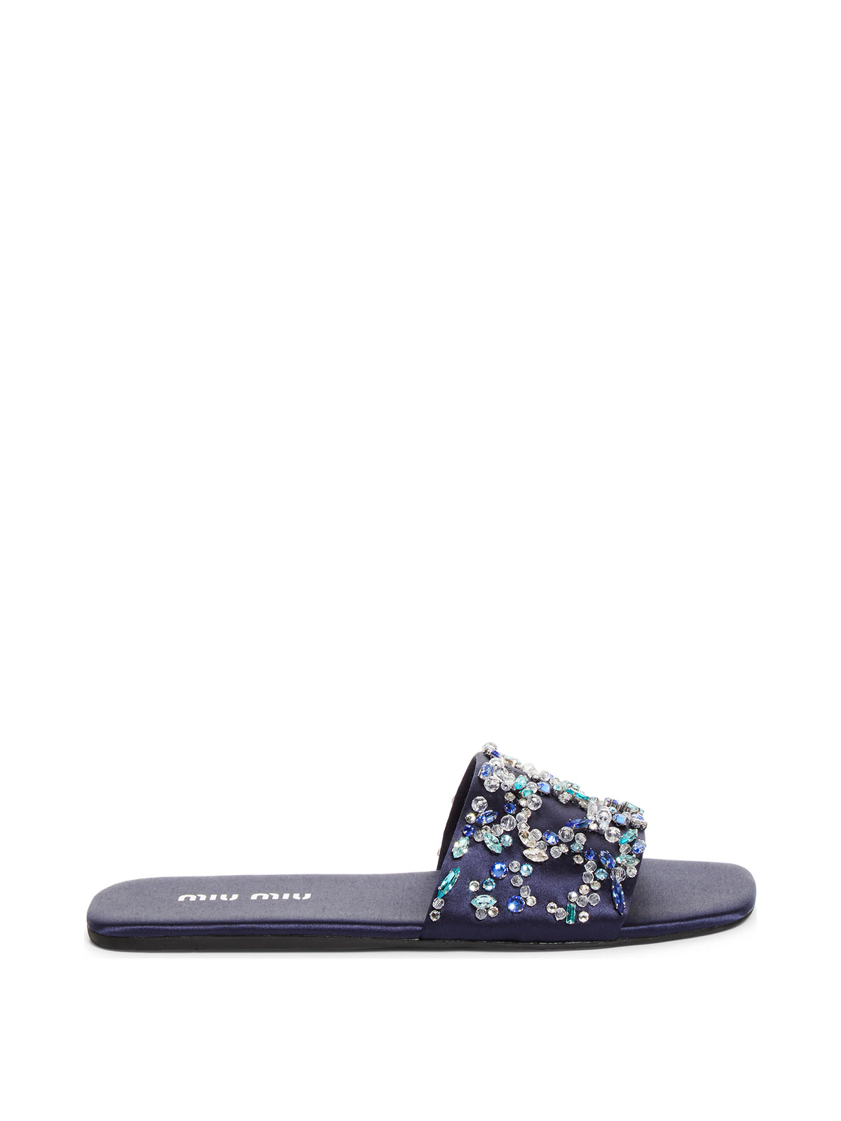 Embellished Satin Slide Sandals