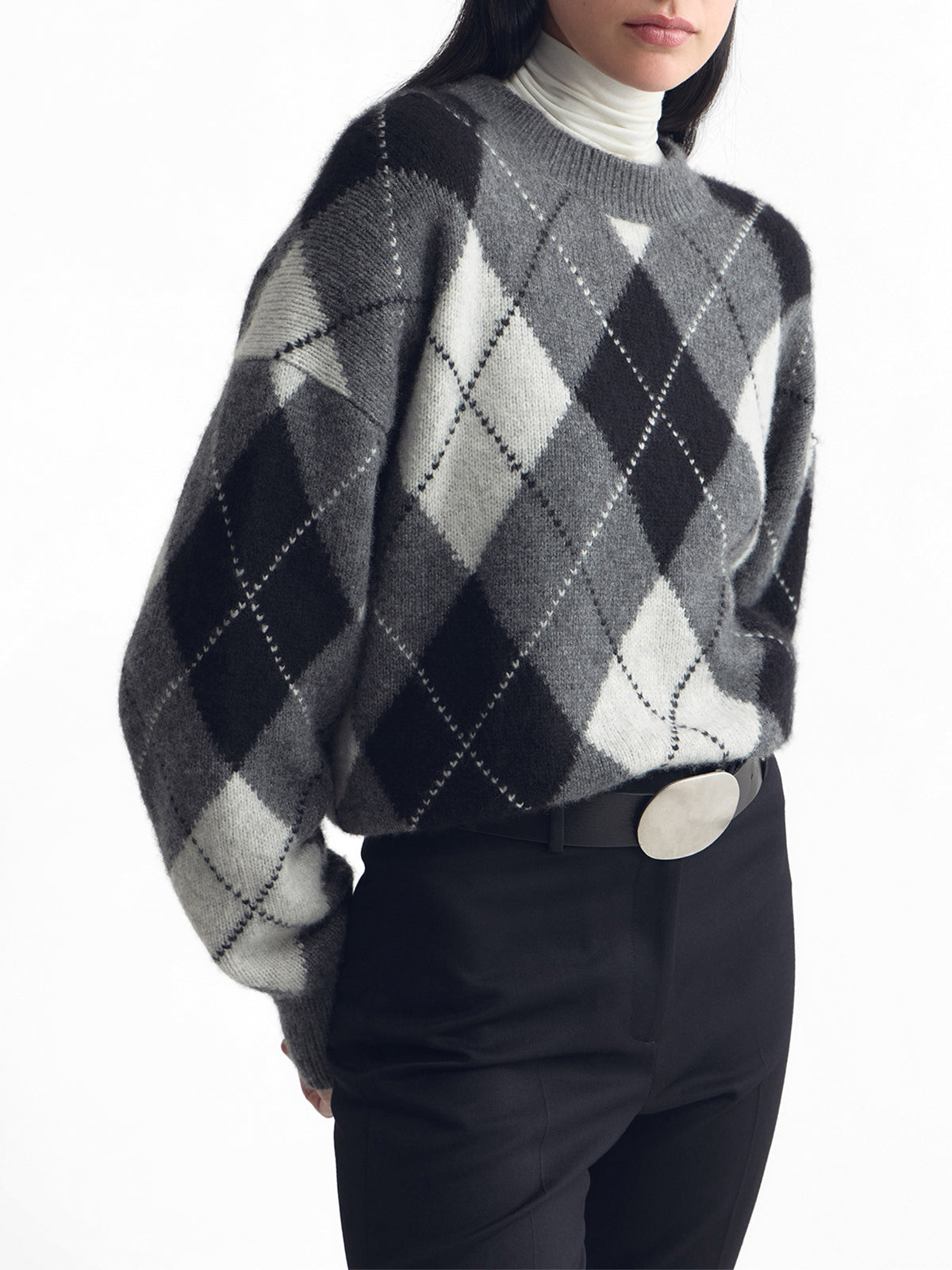 Donnika Cashmere-Silk Argyle Sweater
