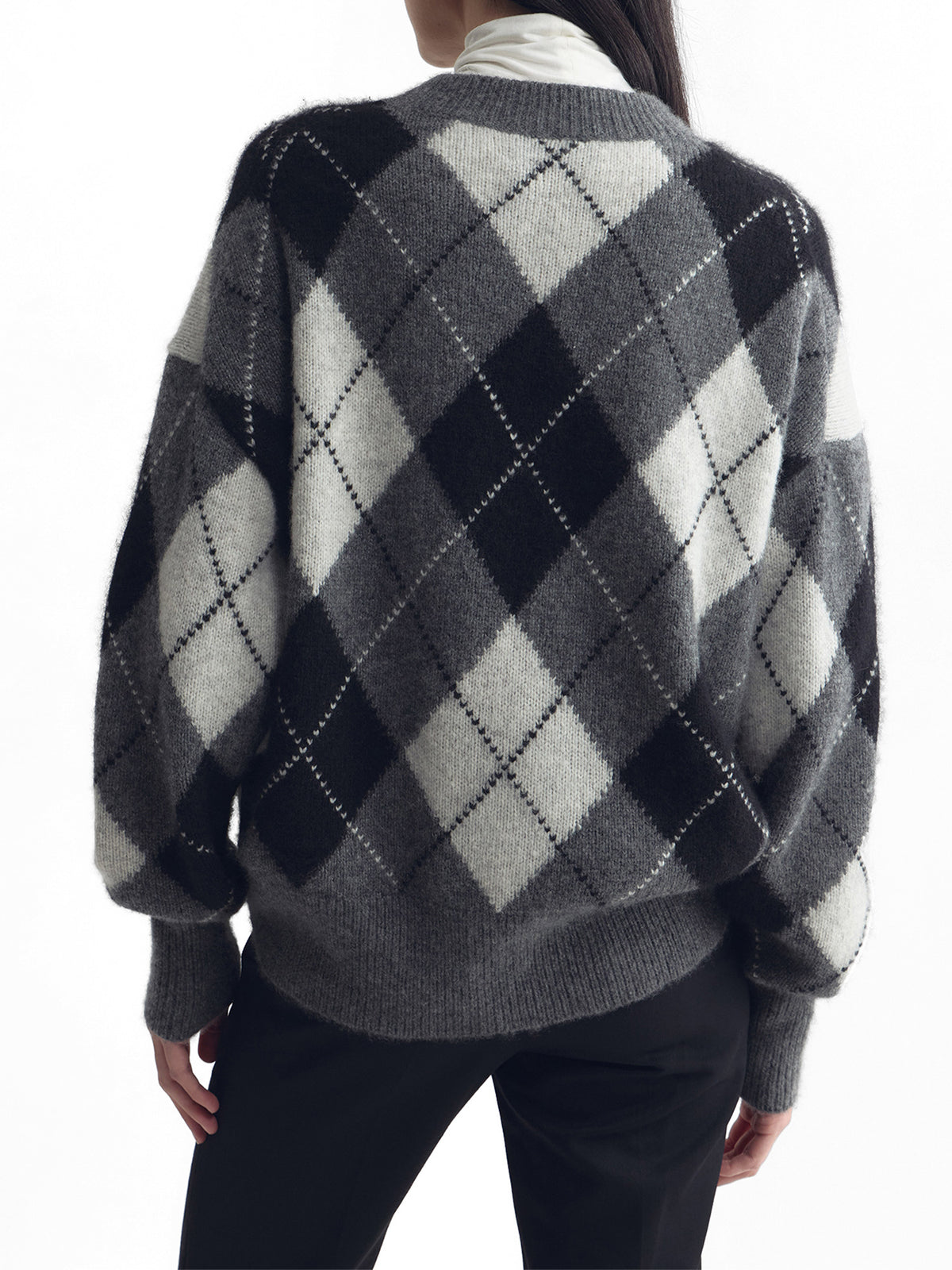 Donnika Cashmere-Silk Argyle Sweater