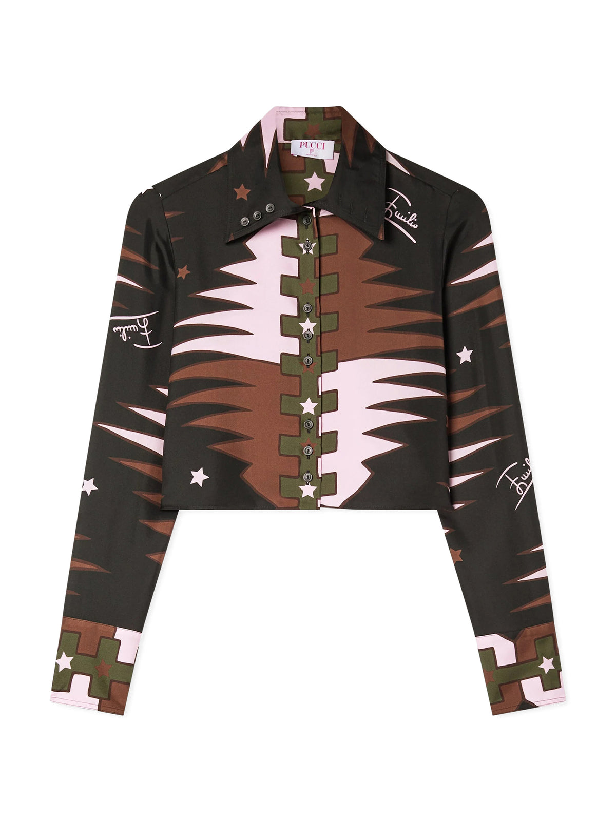 Valdimontone Print Silk Cropped Shirt