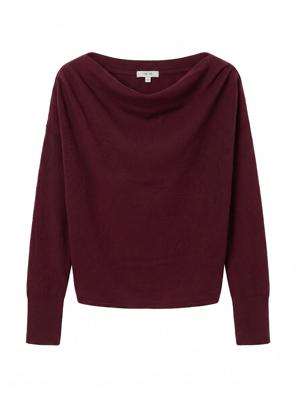 Long Sleeve Asymmetric Drape Sweater
