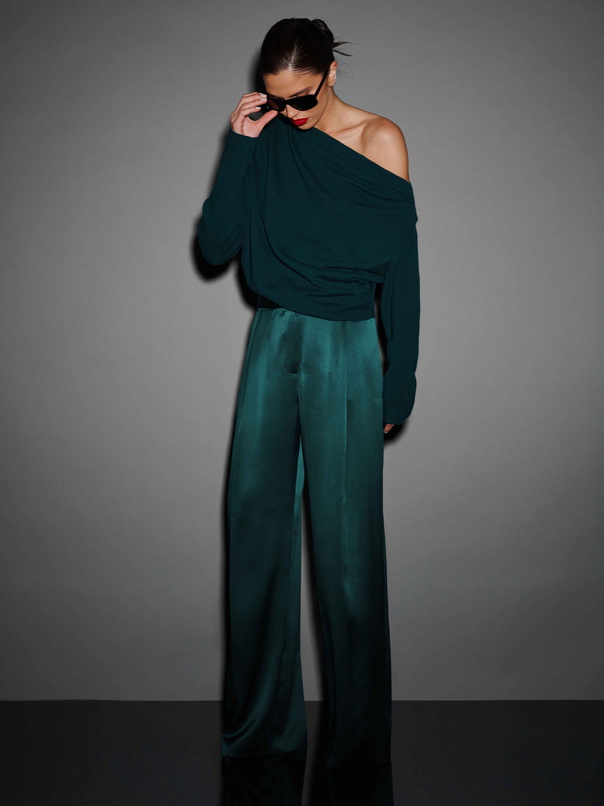 Long Sleeve Asymmetric Drape Sweater