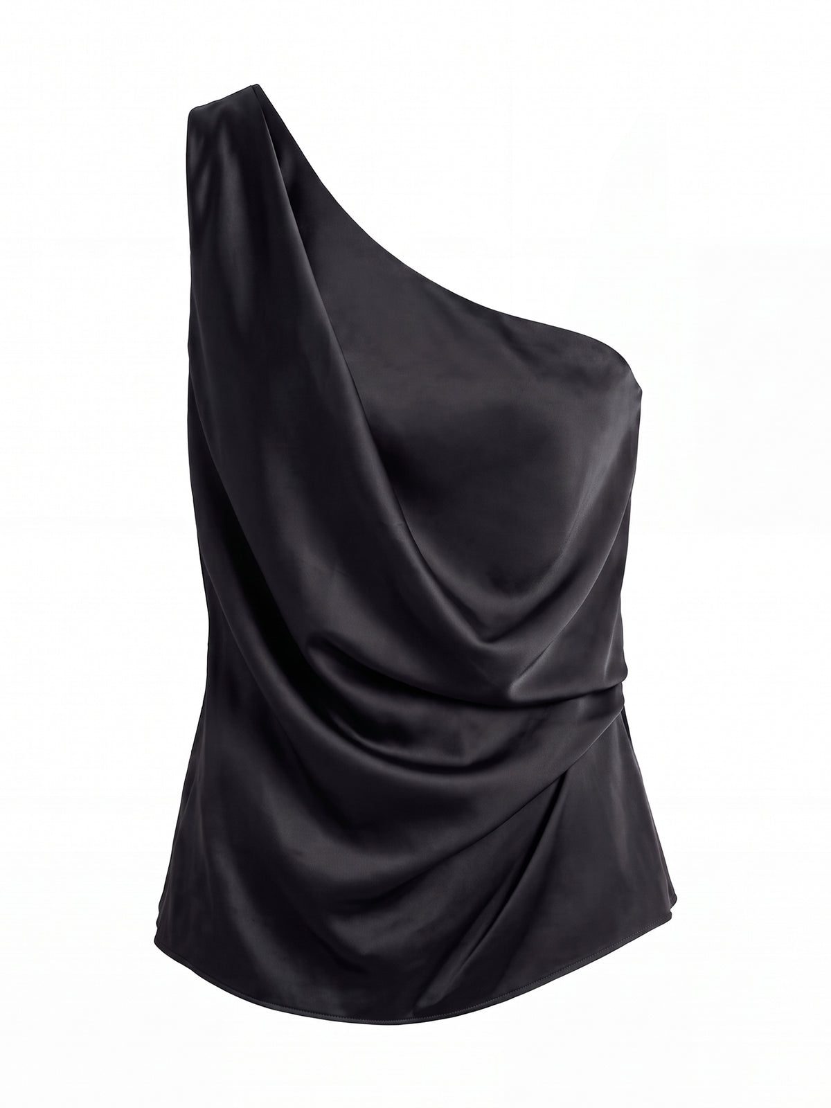 Draped One-Shoulder Silk Top
