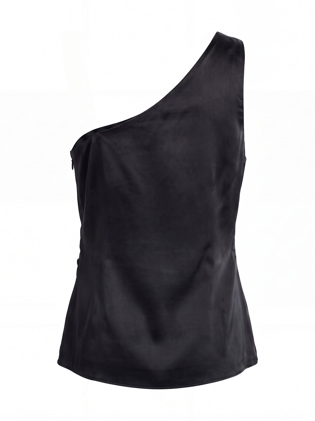 Draped One-Shoulder Silk Top