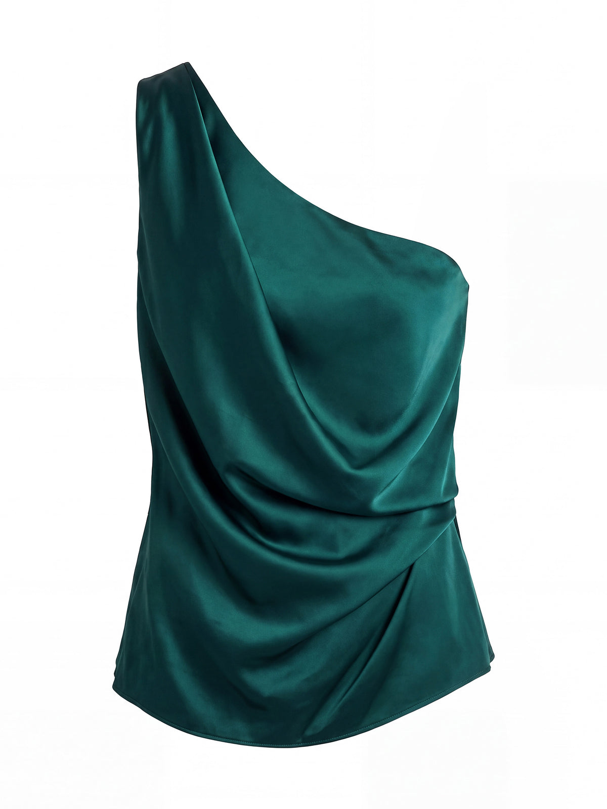 Draped One-Shoulder Silk Top