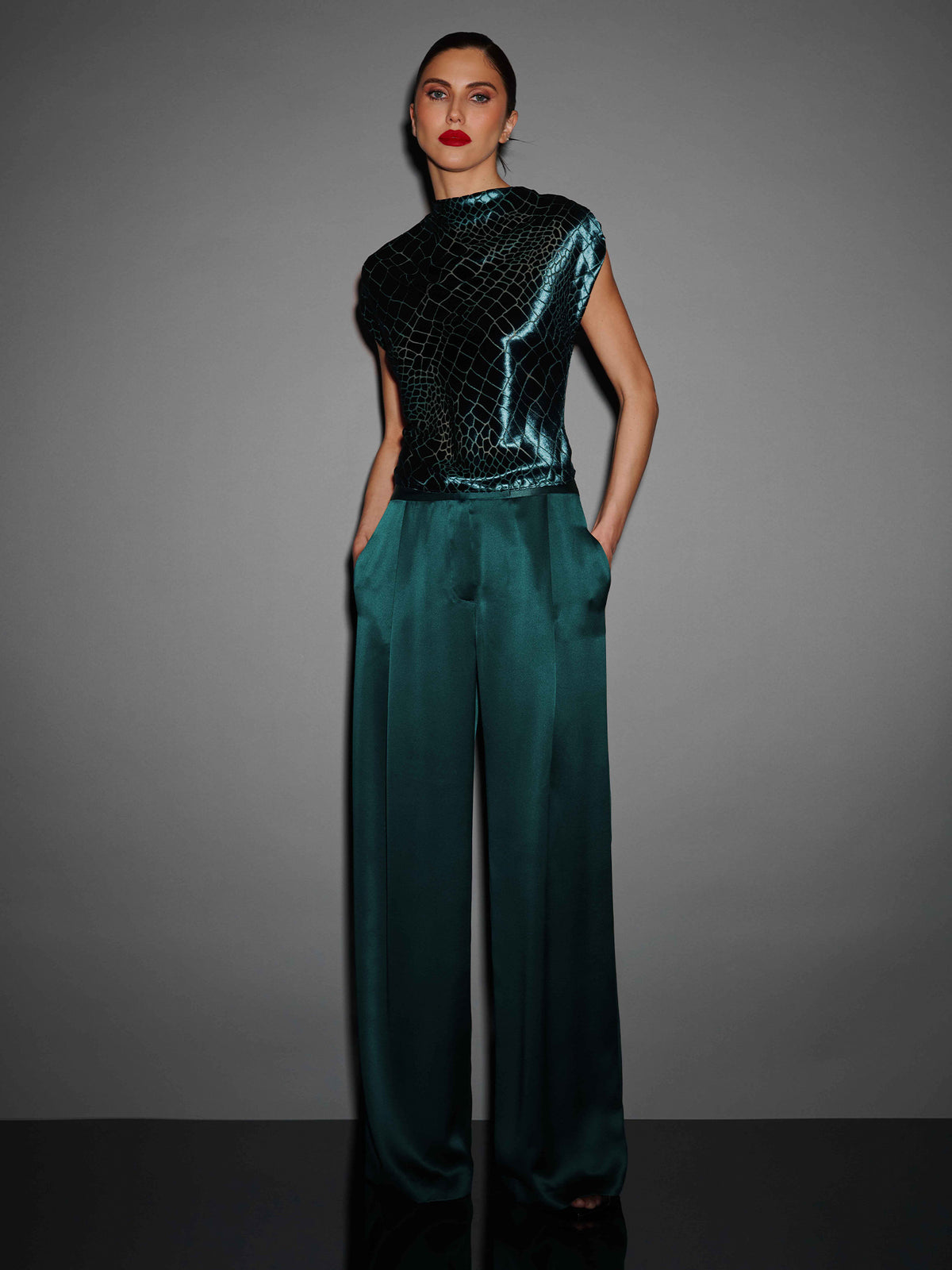 Velvet High Neck Top