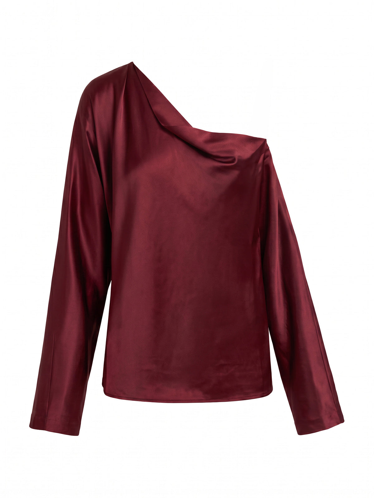 Off-Shoulder Long Sleeve Silk Top